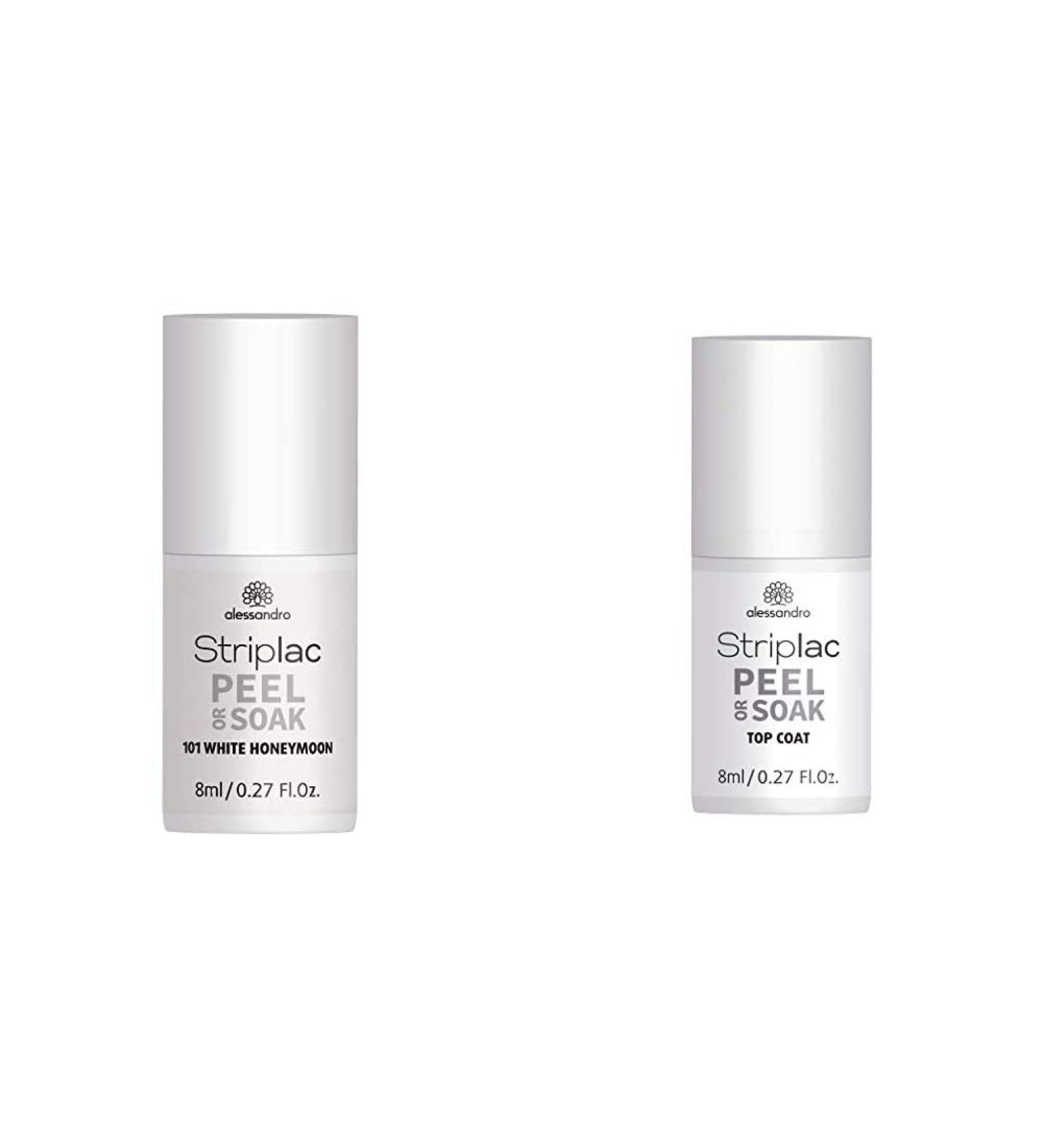Alessandro Striplac Peel or Soak White Honeymoon LED Nail Polish & Top Coat - 8ml Each for Perfect Glossy Finish | International Shipping Available - Buy Online on GoSupps.com