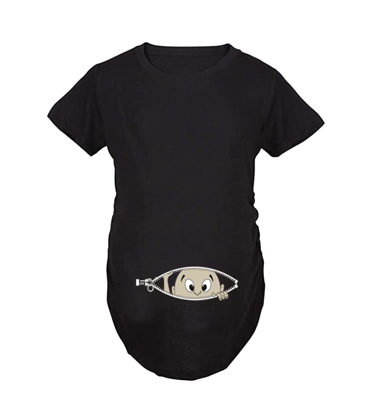 Maternity Funny Pregnancy Tee - Cute Baby Pregnant Women T Shirt, Short Sleeve - Black L - Buy Online on GoSupps.com