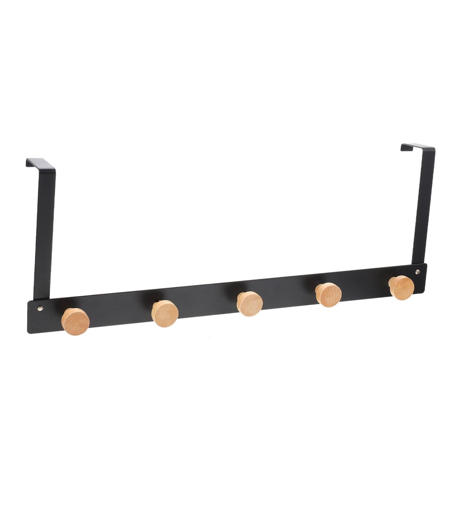 Holibanna Door Hook Coat Hangers Hat Hooks Towel Rack Backpack Hooks Wall Metal Door Hanger Clothing Row Hook 50X8cm Black - Buy Online on GoSupps.com