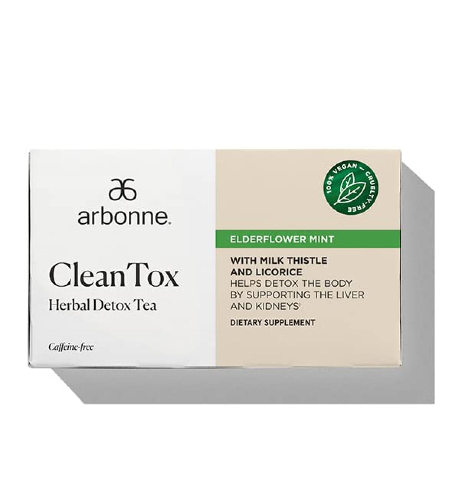 Cleantox Herbal Detox Tea Caffeine Free Tea Bags w/Botanical Blend for Daily Refreshment Includes Peppermint Dandelion Fennel & Milk Thistle for a Light Herbal Experience 20 Count by Arbonne.