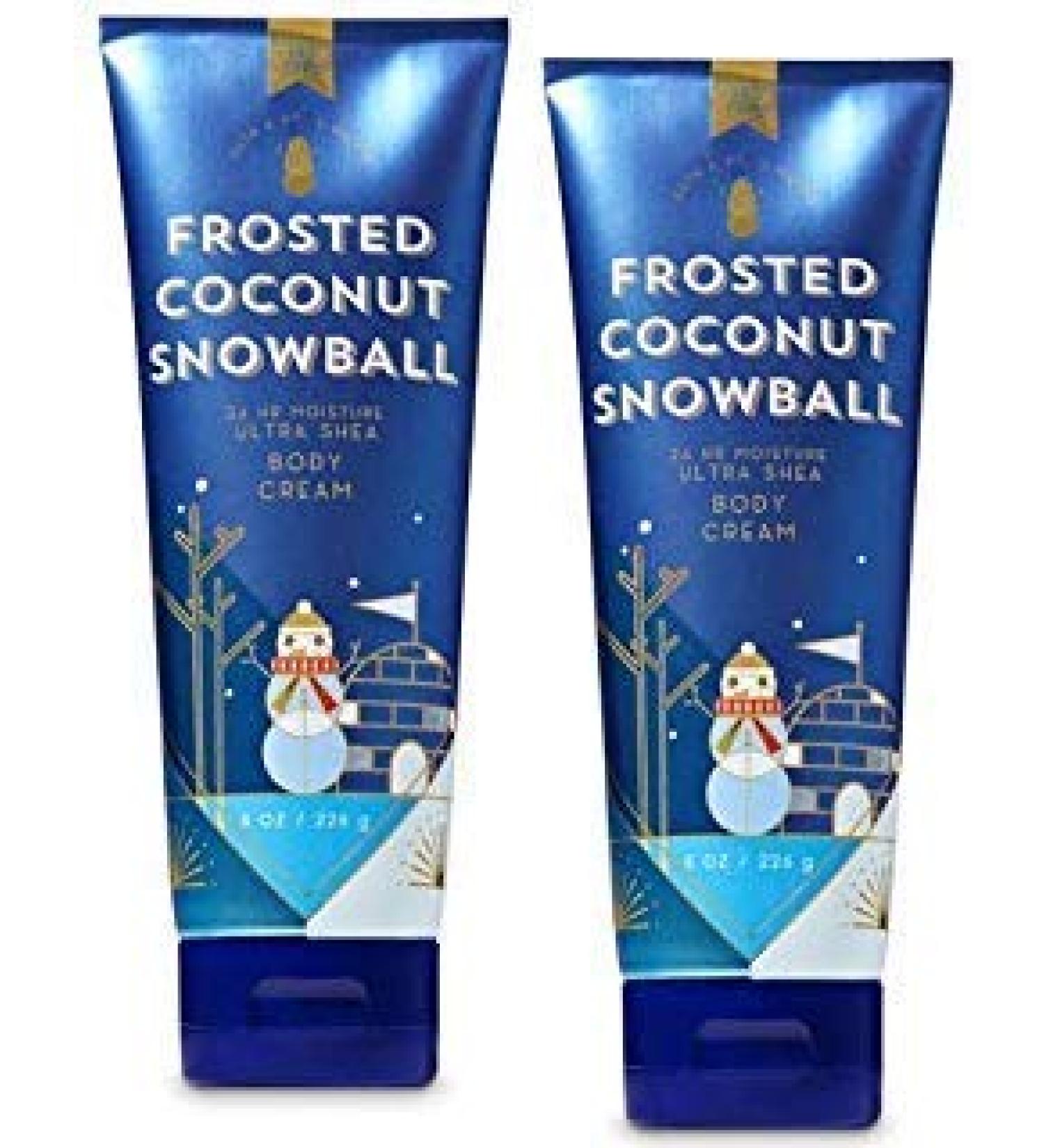 Bath and Body Works 2 Pack Frosted Coconut Snowball Ultra Shea Body Cream 8 Oz.