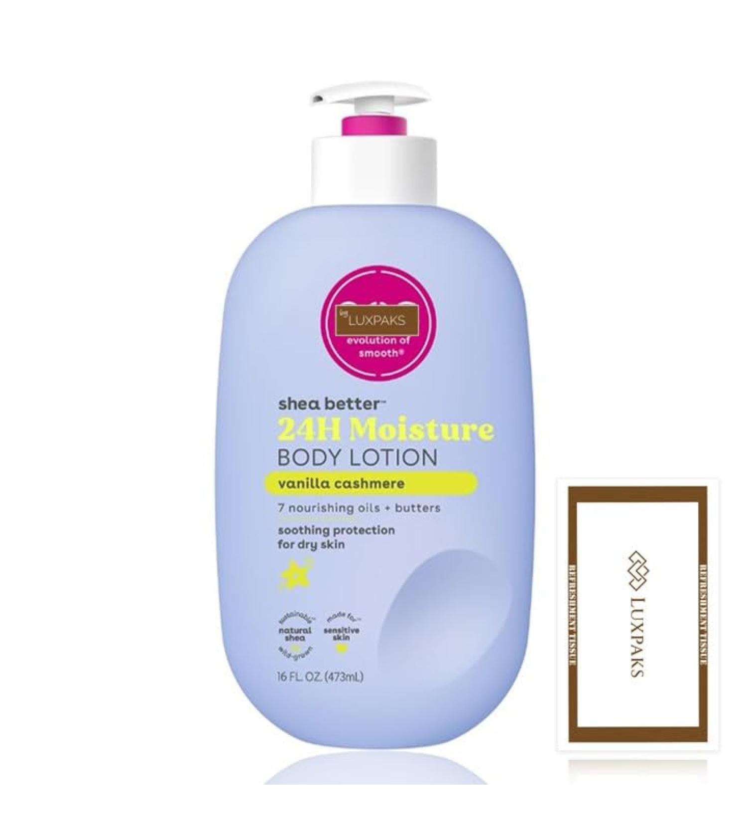 Cleansing Wipe Bundled with eos Shea Butter Lotion Vanilla Cashmere Moisturizer for Dry Skin 16 fl oz By Luxpaks - Buy Online on GoSupps.com