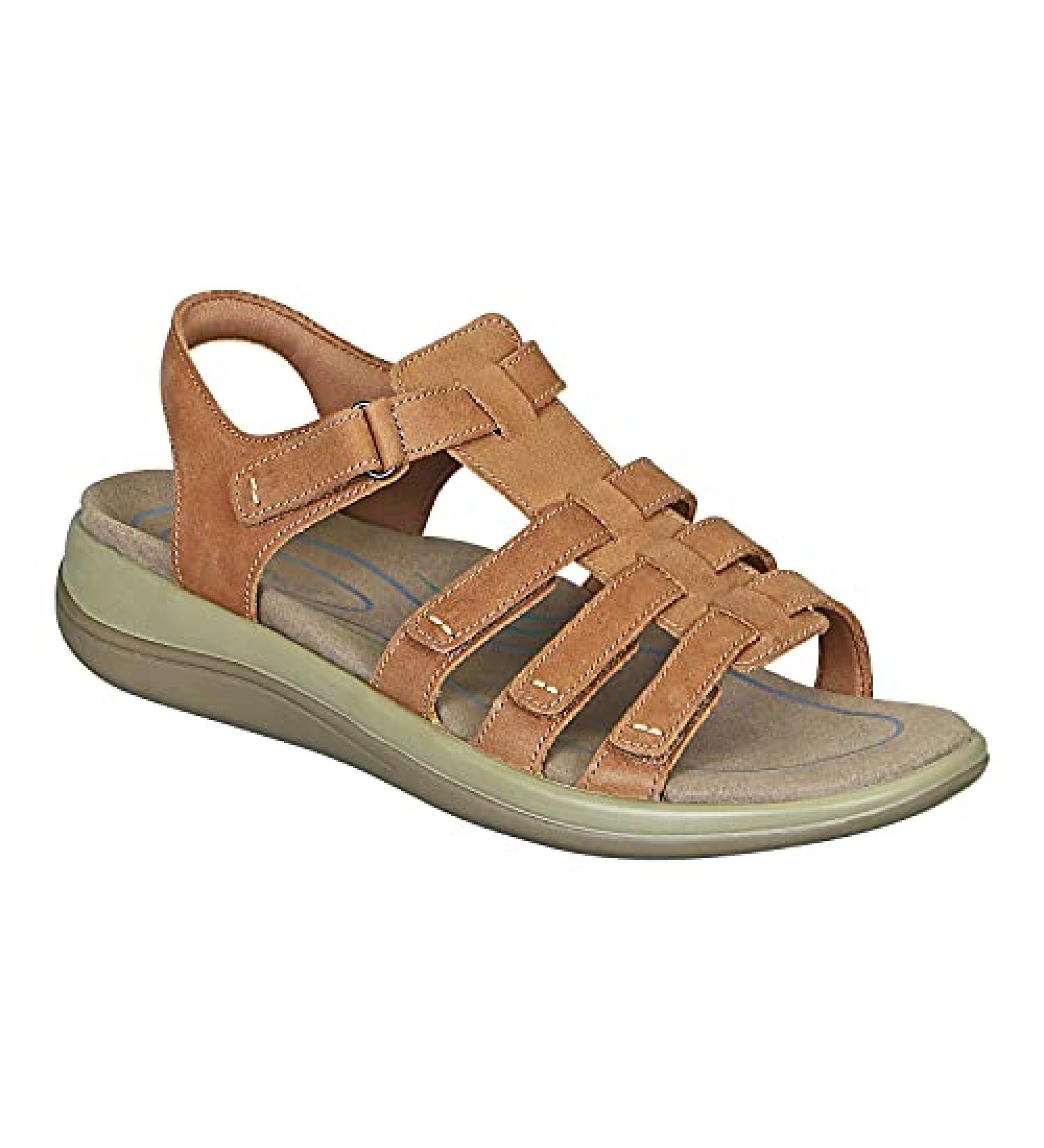 Orthofeet Women's Orthopedic Sandals - Heel & Foot Pain Relief, Arch Support, Ergonomic Design - Amalfi Camel (Size 8) - Buy Online on GoSupps.com