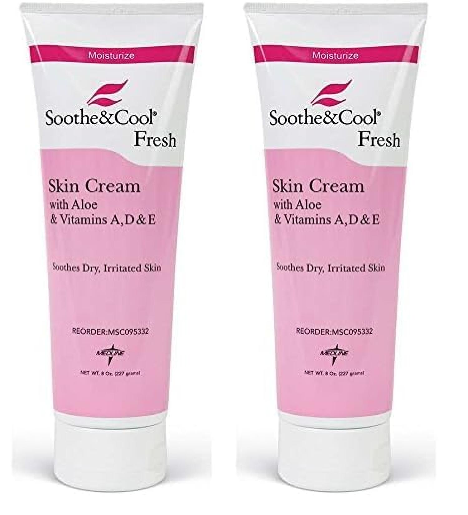 Medline Soothe & Cool Moisturizing Skin Cream with Aloe and Vitamin E Scented 8 oz. Tube (Pack of 2) 8 Ounce (Pack of 2)