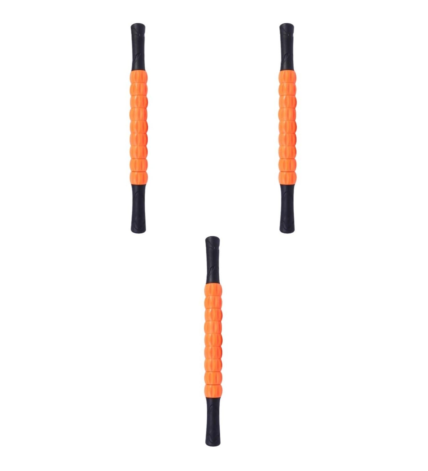 Healeved 3 STK Massage Roller Rod - Foam Rollers for Muscle Massage & Trigger Point Relief | Orange Yoga Fitness Stick | 43x3.5cm - Buy Online on GoSupps.com