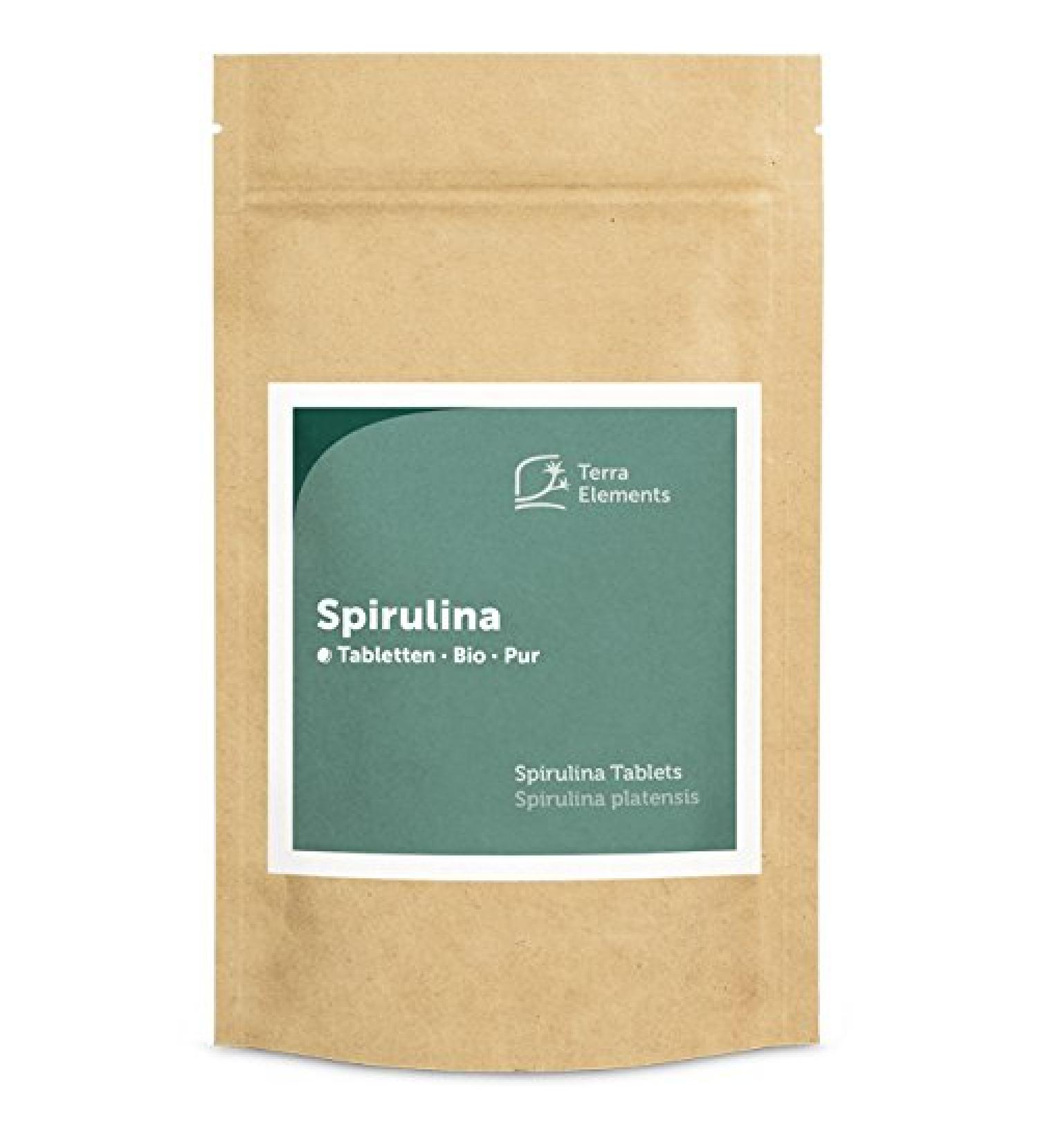 Terra Elements Organic Spirulina Tablets 500mg - 240 pcs | Pure Vegan Microalgae Rich in Natural Iron | Raw Food Supplement - Buy Online on GoSupps.com