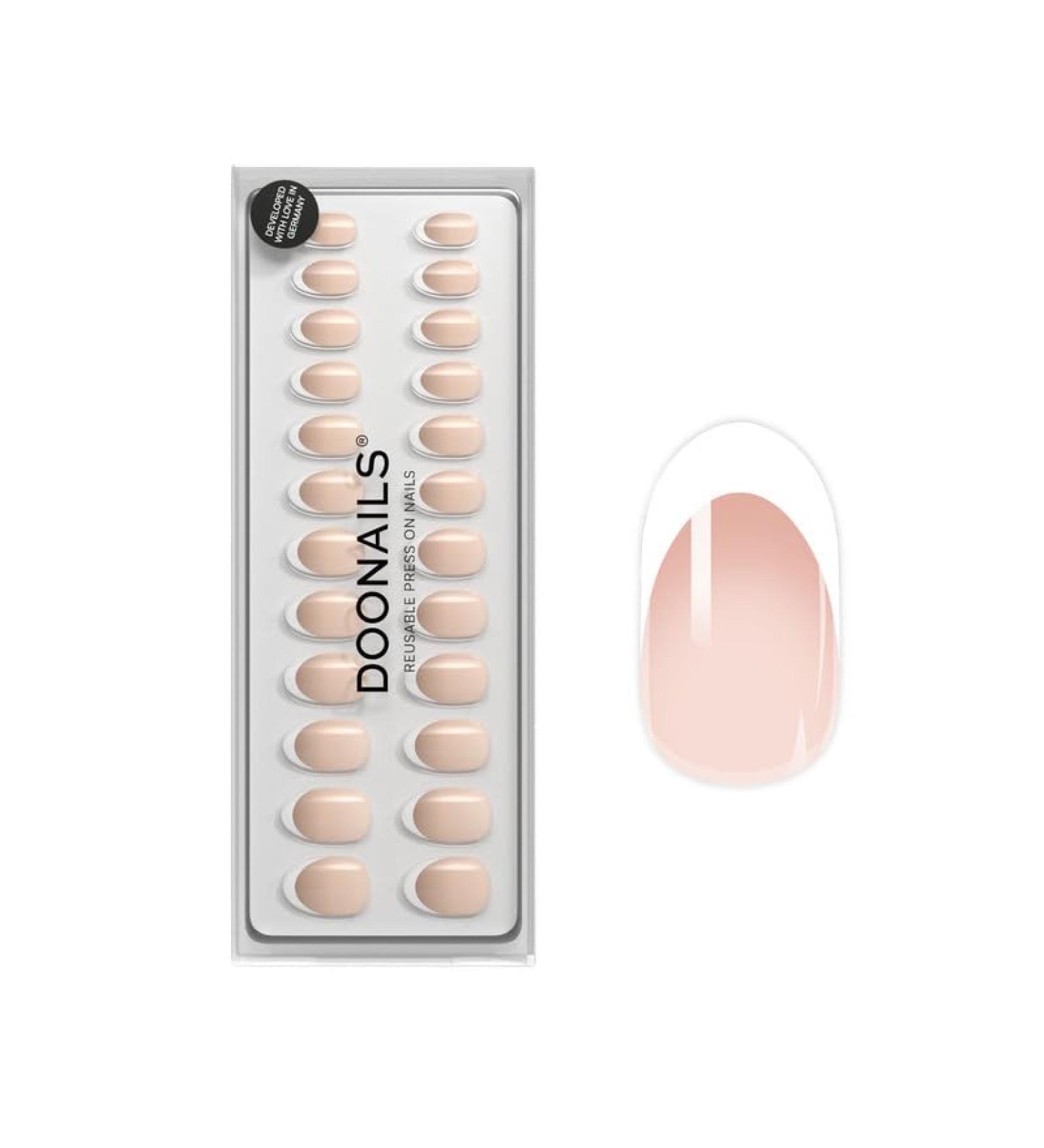 Doonails Soft Gel Press-On Nails Set | 30 Classic French Full Cover Rounded Nails | Salon Quality Medium Natural Fit - Buy Online on GoSupps.com