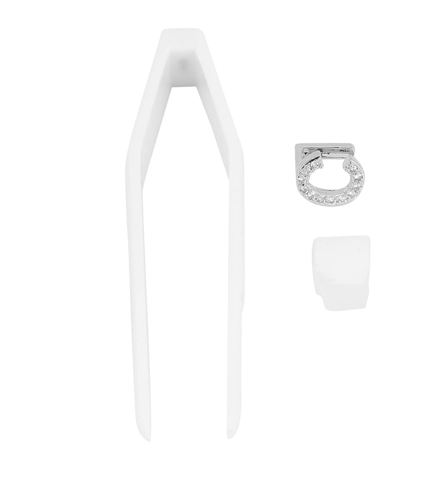 Verdant Touch Hip Hop Hollow Tooth - Glossy English Letter 'C' Fake Teeth for Halloween | Silver Hip Hop Teeth Decoration - Buy Online on GoSupps.com