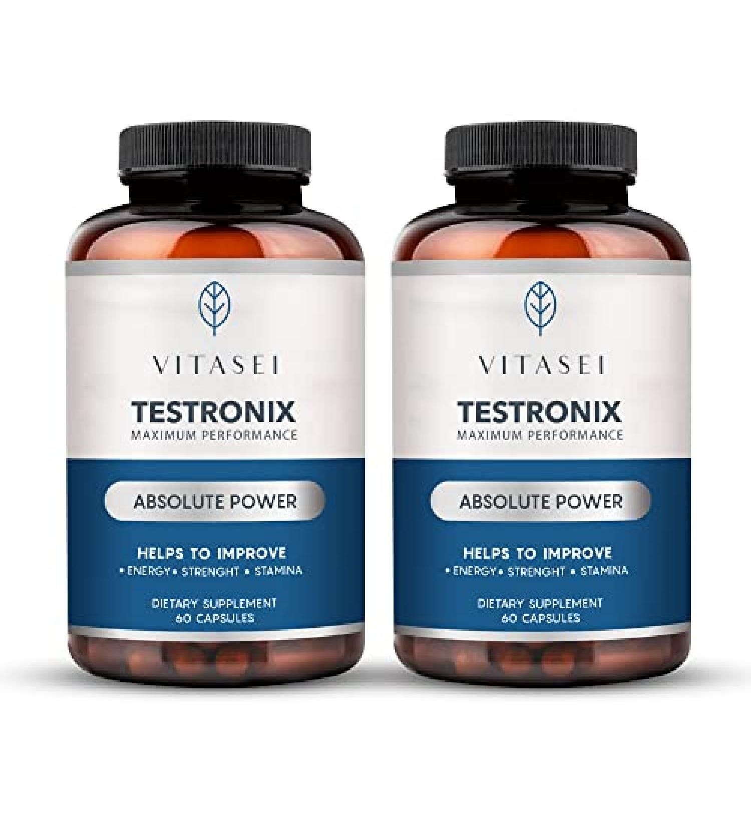VITASEI Testronix Performance Supplement for Men - Energy and Muscle Supplements for Mens Health - 60 Capsules (Pack of 2) 60 Count (Pack of 2) - Buy Online on GoSupps.com