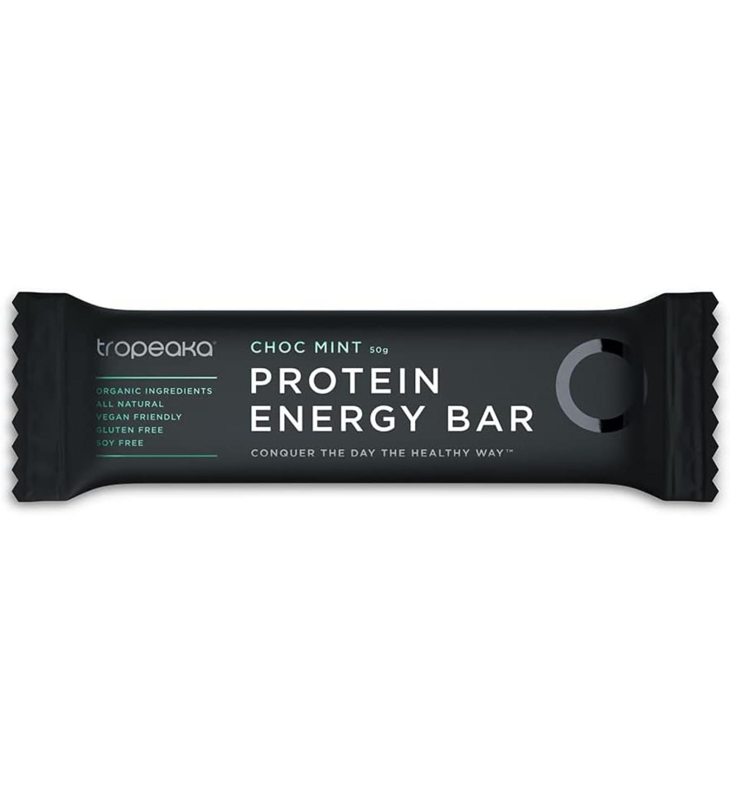 Tropeaka - Organic Gluten Free Vegan & Soy Free Protein bars - Chocolate Mint flavour - 11g protein per bar. 6 pack. - Buy Online on GoSupps.com