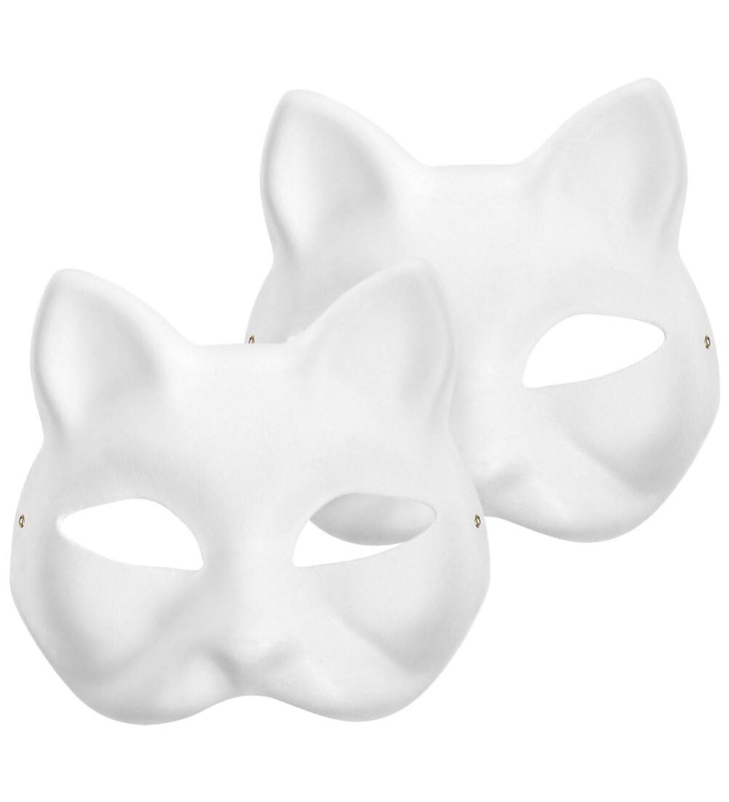 Buy Abaodam Therian Cat Masks - 2pcs White DIY Half Face Masks for Kids | Masquerade & Party Accessories | International Shipping - Buy Online on GoSupps.com