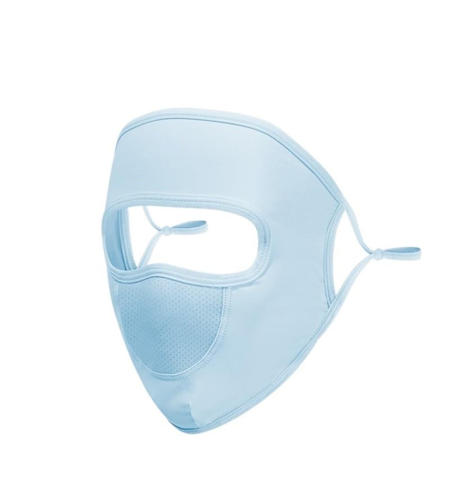 NAERTFD Women's Full Face Sun Protection Mask - Breathable Ice Silk Veil for Outdoor Sports - Hooded Blue - Buy Online on GoSupps.com
