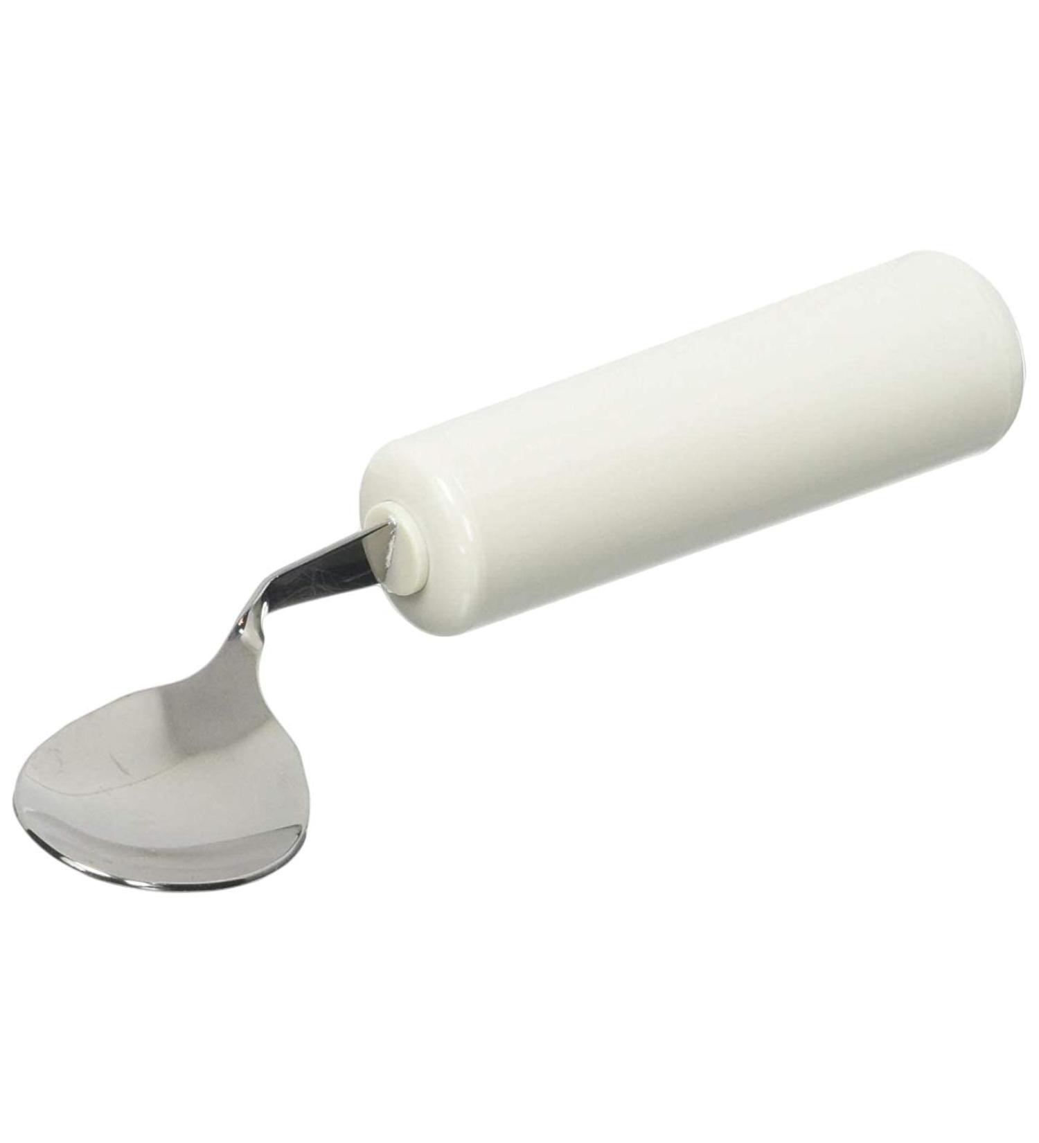 Homecraft Queens Cutlery Right Handed Spoon Angled (Eligible for VAT relief in the UK) Stainless Steel Adaptive Dining Utensil for Elderly Disabled Handicapped Large Built-Up Handle for Good Grip