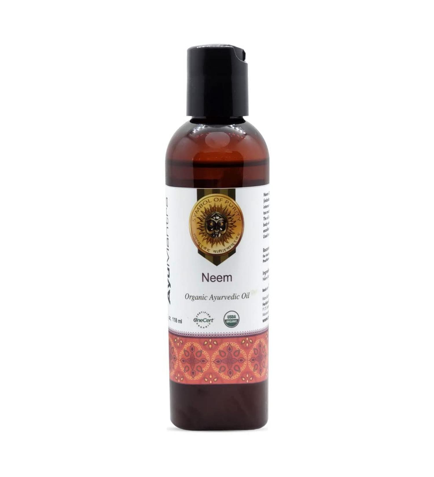 Ayumantra Organic Neem Oil- Pure & Natural -118 ml - Buy Online on GoSupps.com
