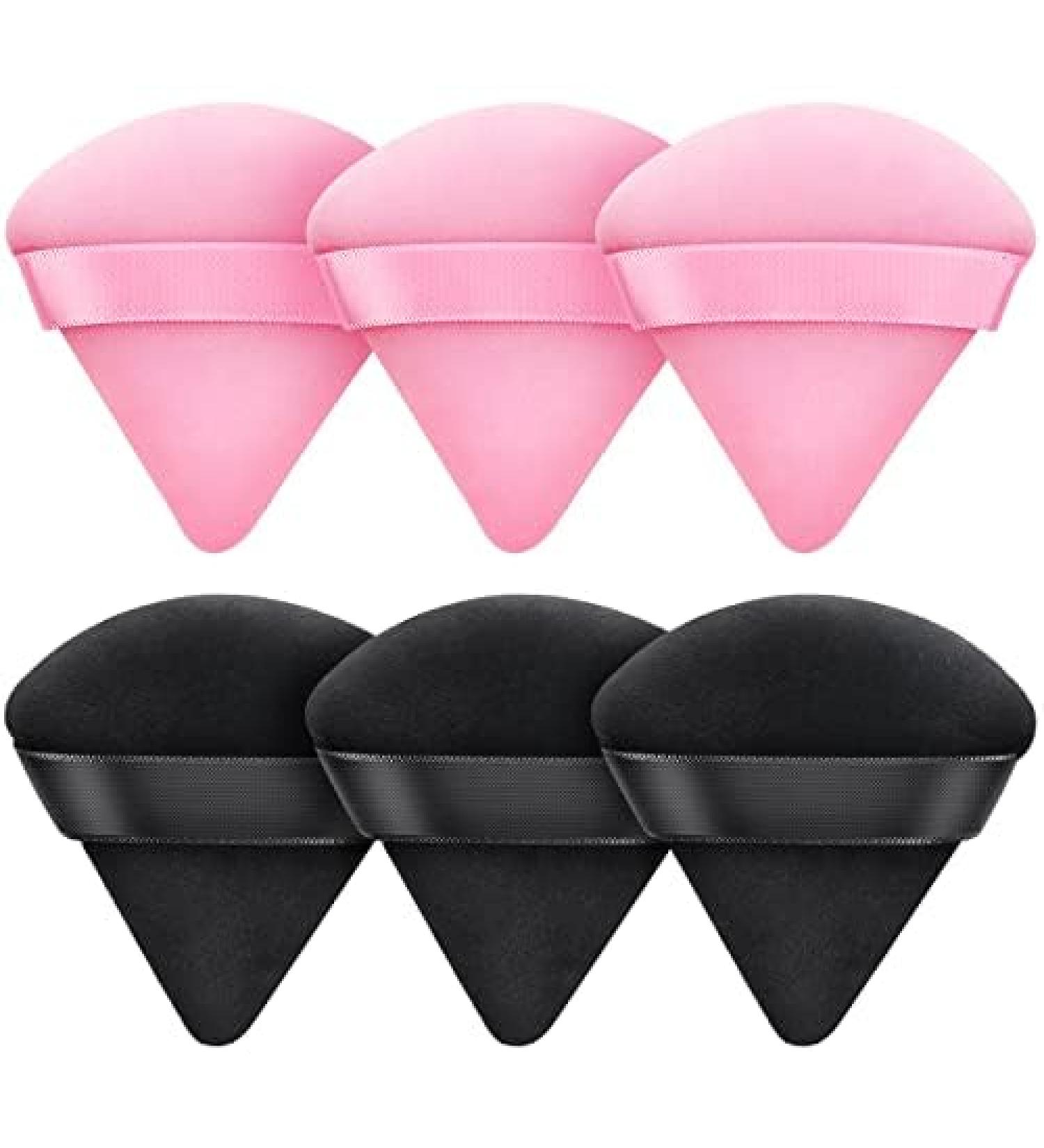 Buy Triangle Powder Puffs 6pcs - Soft Face Makeup Puffs for Loose & Mineral Powder Velour Cosmetic Sponges for Contouring (Black & Pink) - International Shipping Available - Buy Online on GoSupps.com