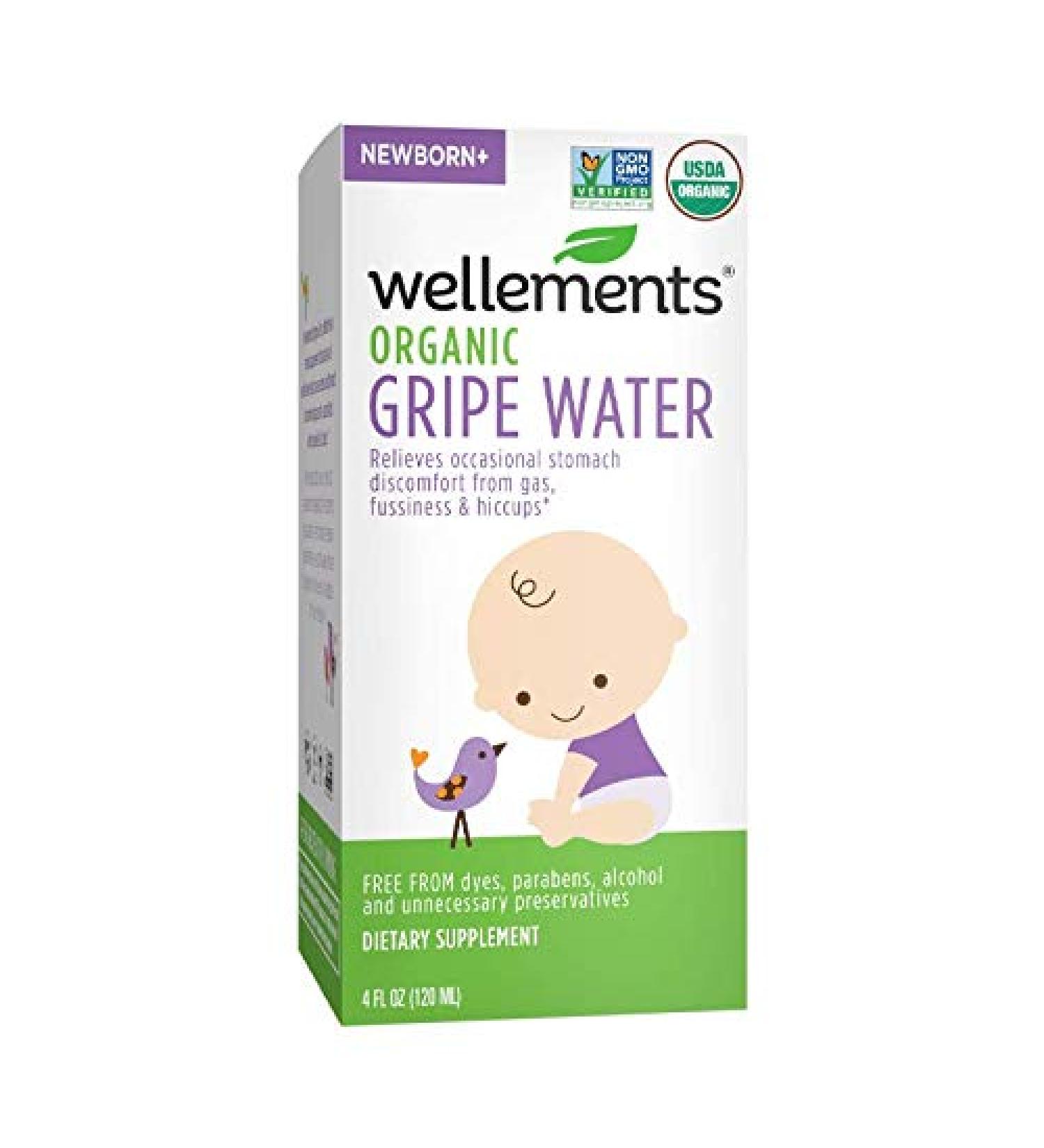 Wellements Organic Gripe Water  4 Fl Oz  Eases Baby's Stomach Discomfort and Gas  Free From Dyes  Parabens  Preservatives Gripe Water-1 Pack - Buy Online on GoSupps.com