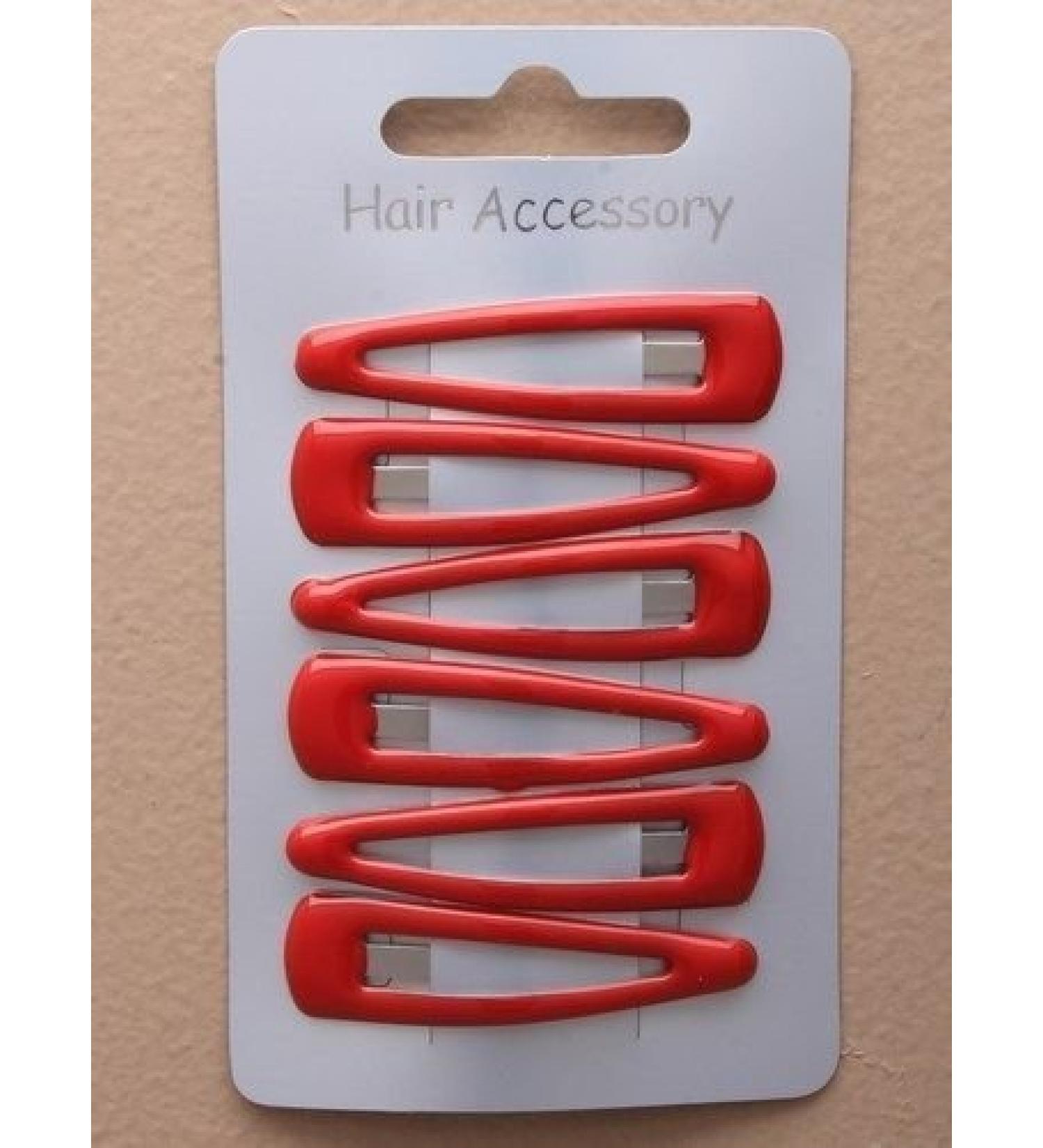 6 Hair School Colours Sleepies Clips Grips Snap Slides Bendies 5cm Children Gym (Red)