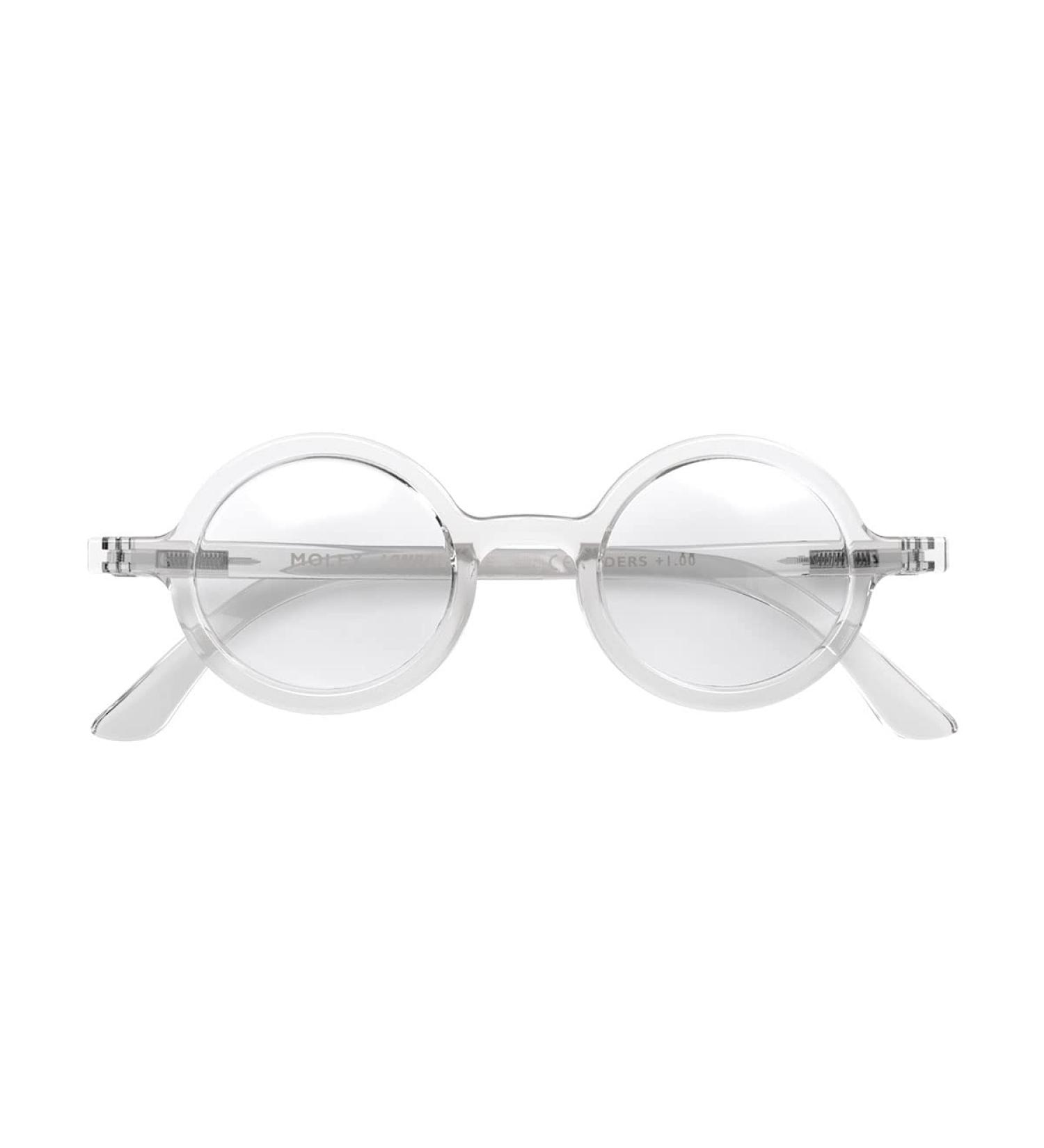 LONDON MOLE Round Reading Glasses 1.5x | Transparent Cool Readers for Men, Women, Unisex - Stylish Eyewear with Spring Hinges - Buy Online on GoSupps.com
