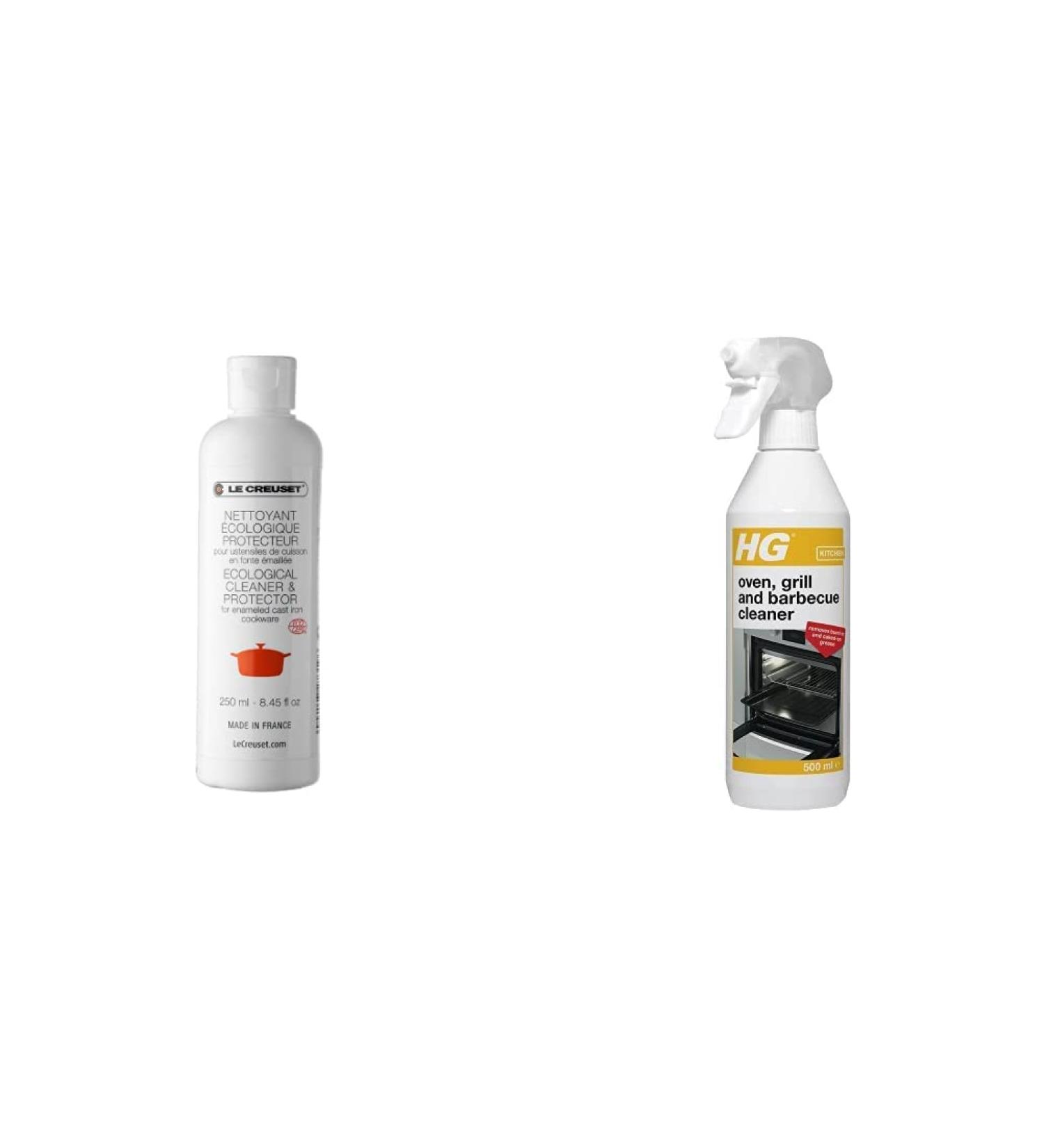 Le Creuset ecological cleaner and protector 250 ml 71039 & HG Grill Barbecue & Oven Cleaner Spray by HG Cleaning Products Heavy Duty Degreaser Spray & Stainless Steel Cleaner 500 ml 250 ml + Cleaner Spray - Buy Online on GoSupps.com