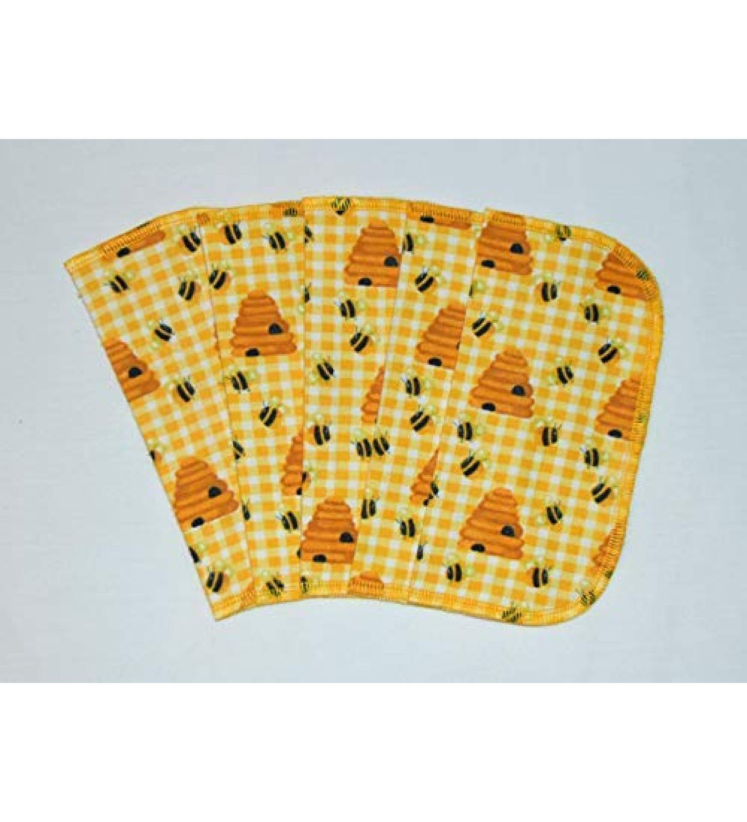 Set of 5 Honey Bee Printed 1 Ply Flannel Little Wipes - 8x8 Inches - Buy Online on GoSupps.com