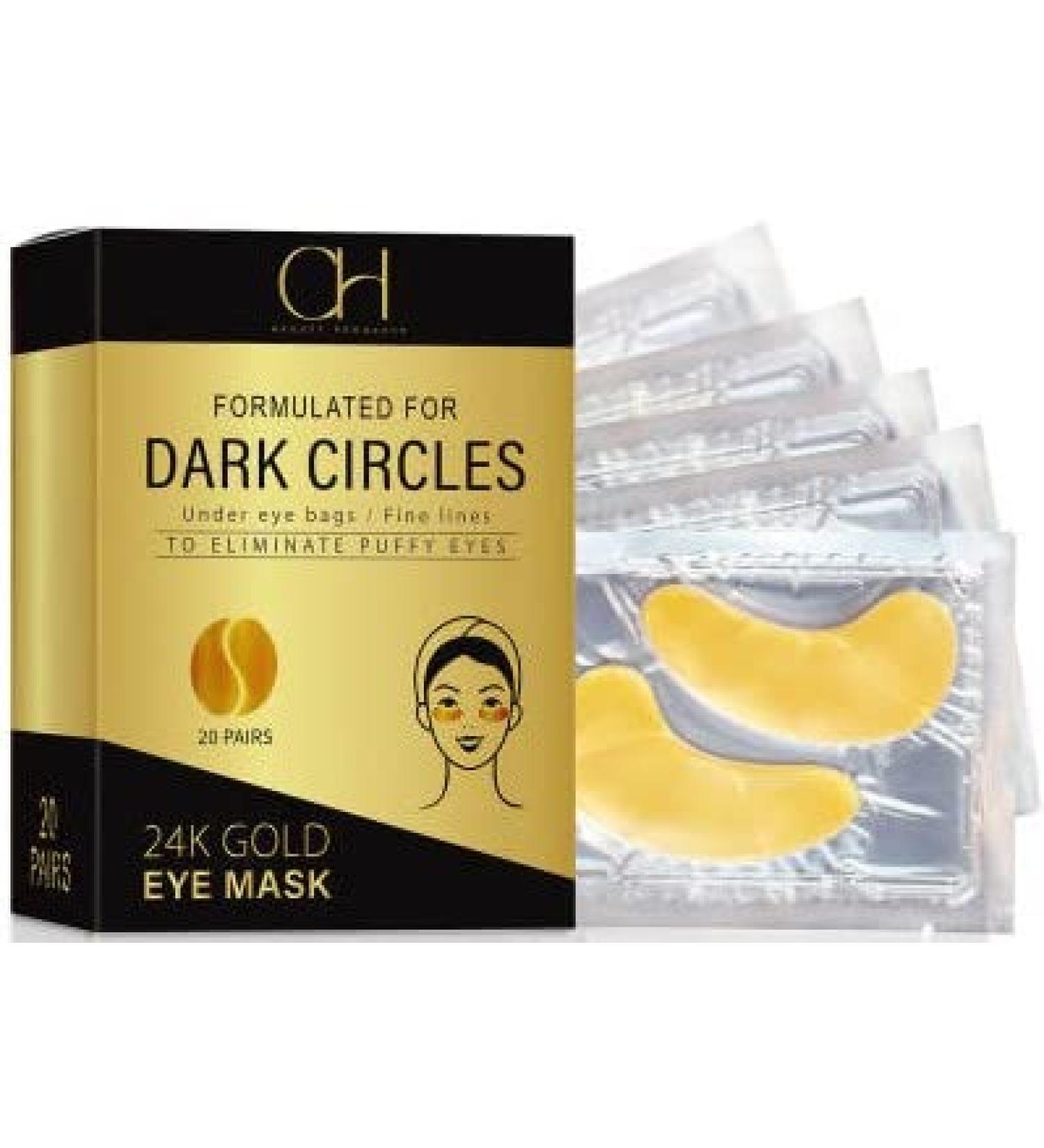 24K Gold Eye Masks for Puffy Eyes, Dark Circles, and Wrinkles - CH Beauty Products - Buy Online on GoSupps.com