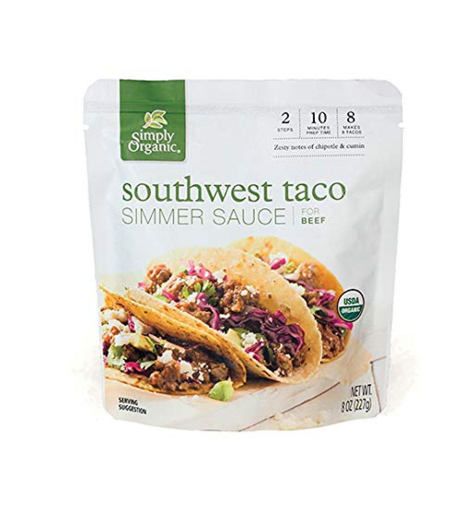 Simply Organic Simmer Sauce, Southwest Taco, 8 Oz (Pack of 6)