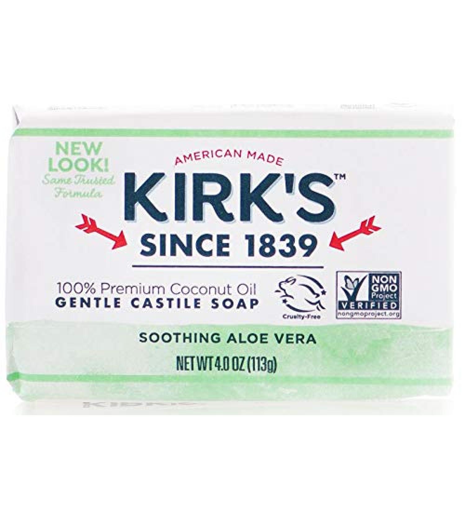 Kirk's Original Coco Castile Bar Soap Soothing Aloe Vera 4 Ounces (1 Pack) Soothing Aloe Vera 4 Ounce (Pack of 1)