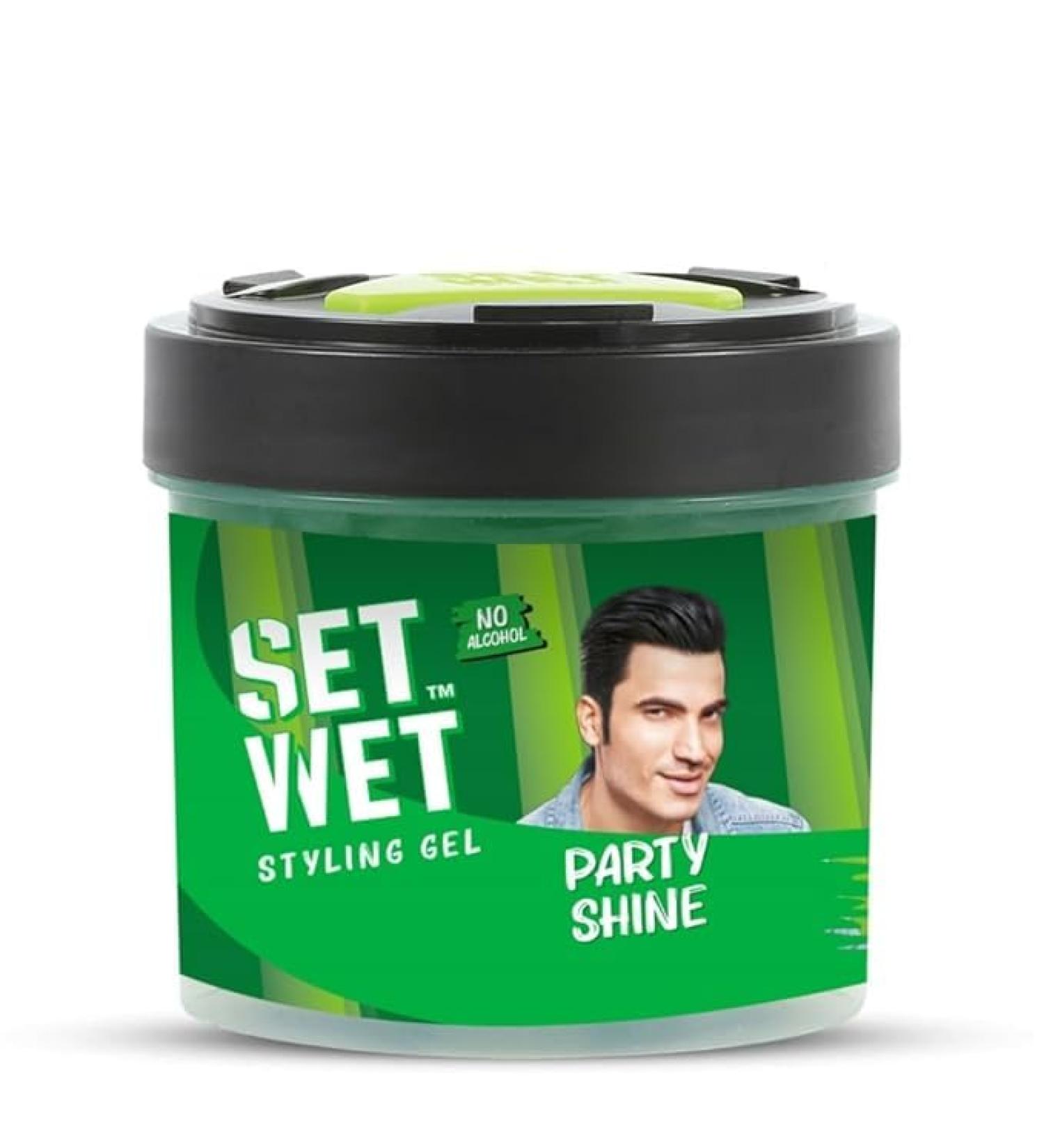 Se'tt We'tt Stylingg Hairr Gell for Men - Party Shine 250gm | Strong Hold High Shine |For Short to Medium Hair| No Alcohol No Sulphate - Buy Online on GoSupps.com