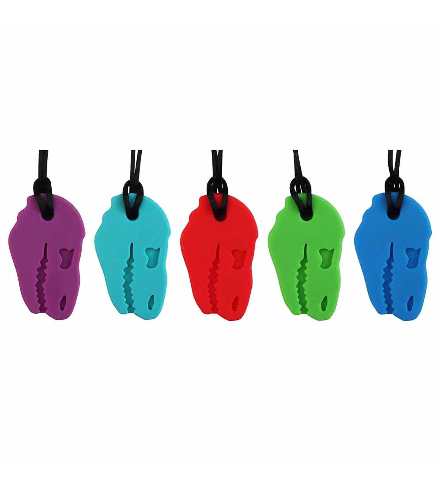 5-Piece Sensory Chewing Necklace Set | Food-Grade Silicone Dinosaur Skull Biting Toys for Autism & ADHD Relief - Buy Online on GoSupps.com