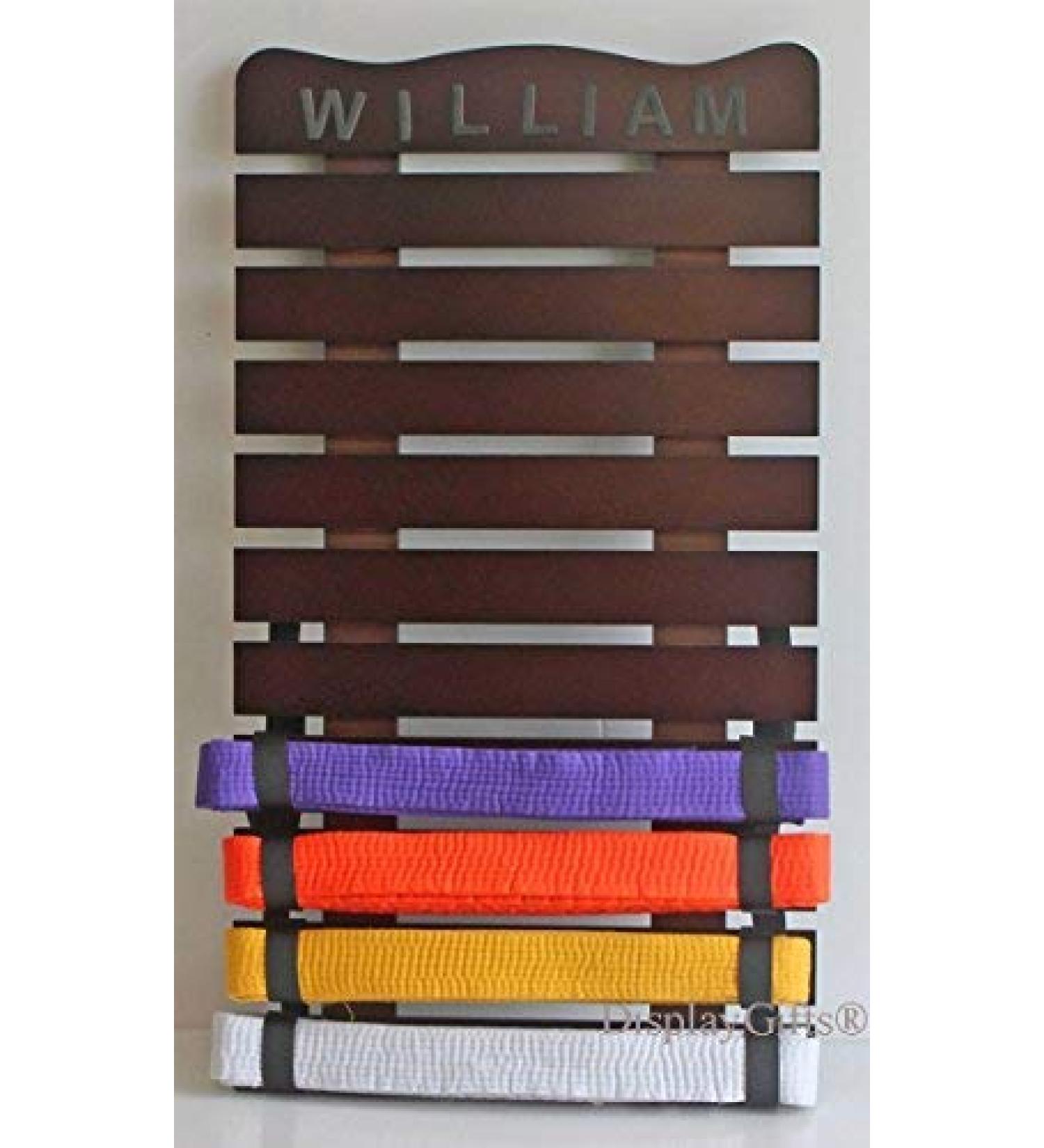 DisplayGifts 10 Belt Martial Art Belt Holder - Metal Rack with Velcro Straps for Karate, Taekwondo, Kung Fu Belts - Buy Online on GoSupps.com