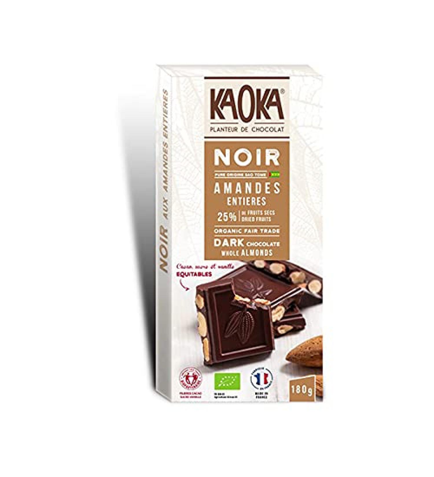 Kaoka - Dark Chocolate and Whole Almonds Bar 180G - Unit - Buy Online on GoSupps.com