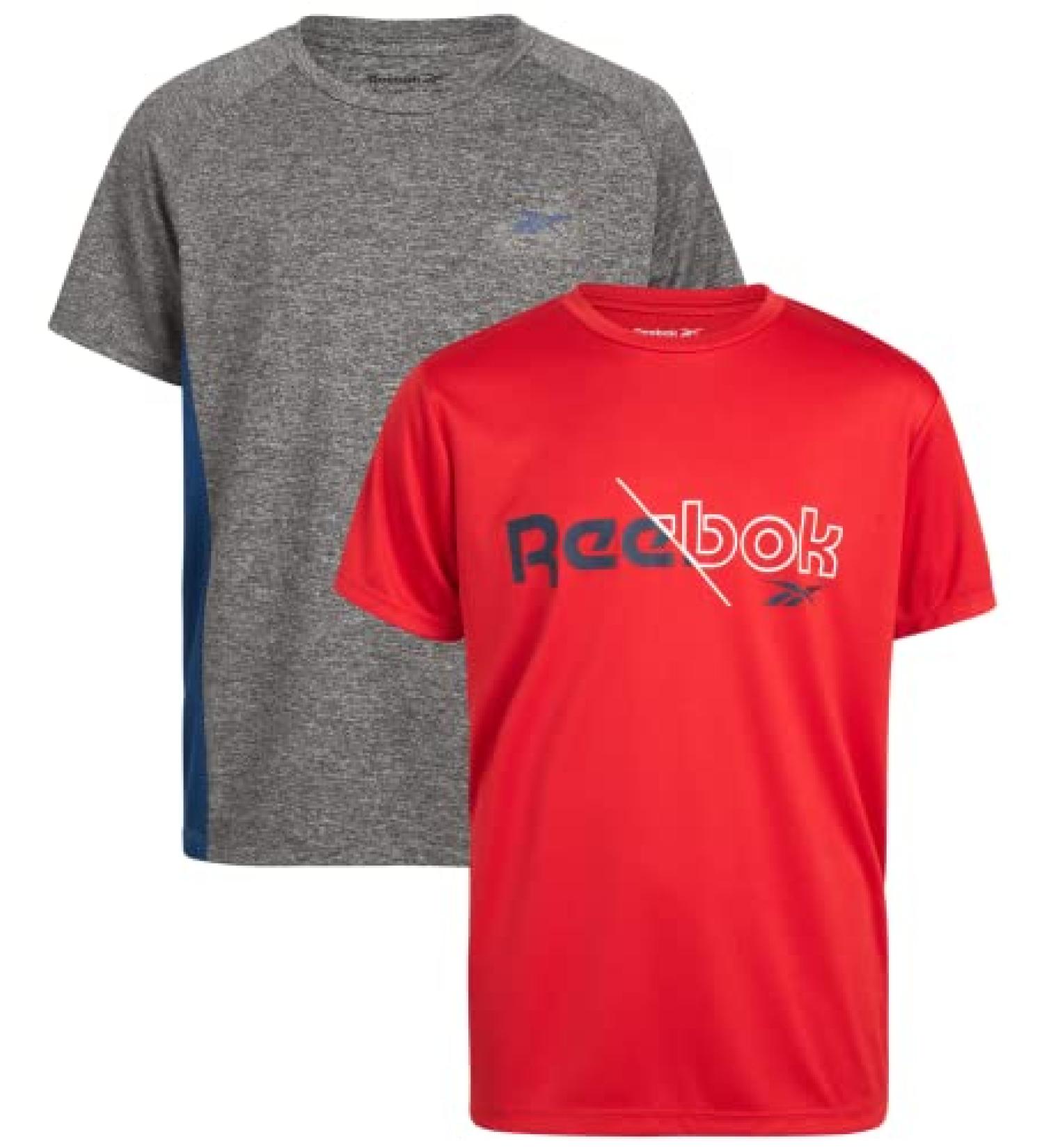 Reebok Boys 2 Pack Athletic T-Shirt, Light Grey Catonic, Size 8 - Dry-Fit Sports Tee - Buy Online on GoSupps.com