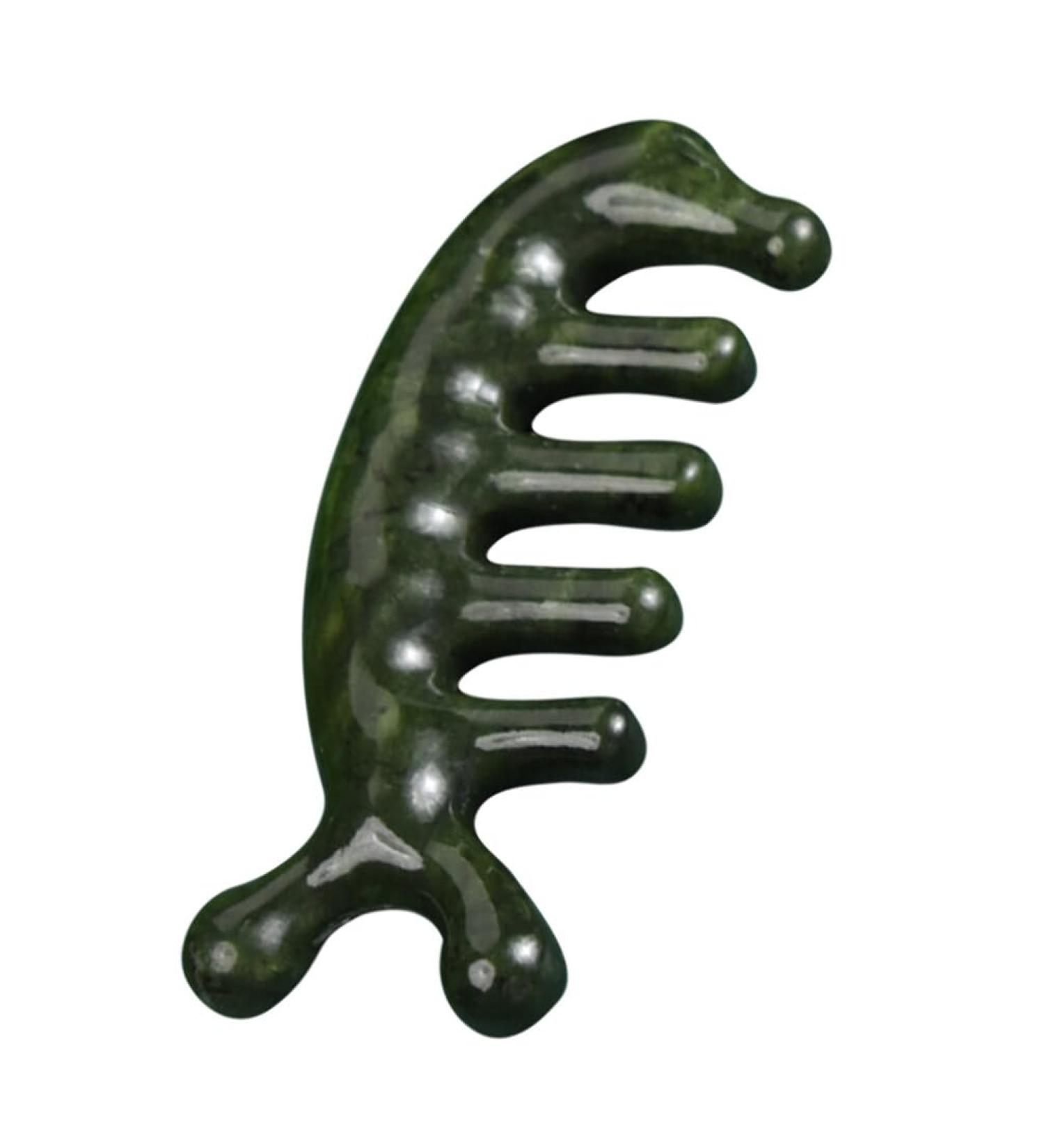 Beaupretty Jade-Head Massage Device | Gua Sha Scraper for Scalp Facial Back & Body | Stress Relief - Dark Green - Buy Online on GoSupps.com