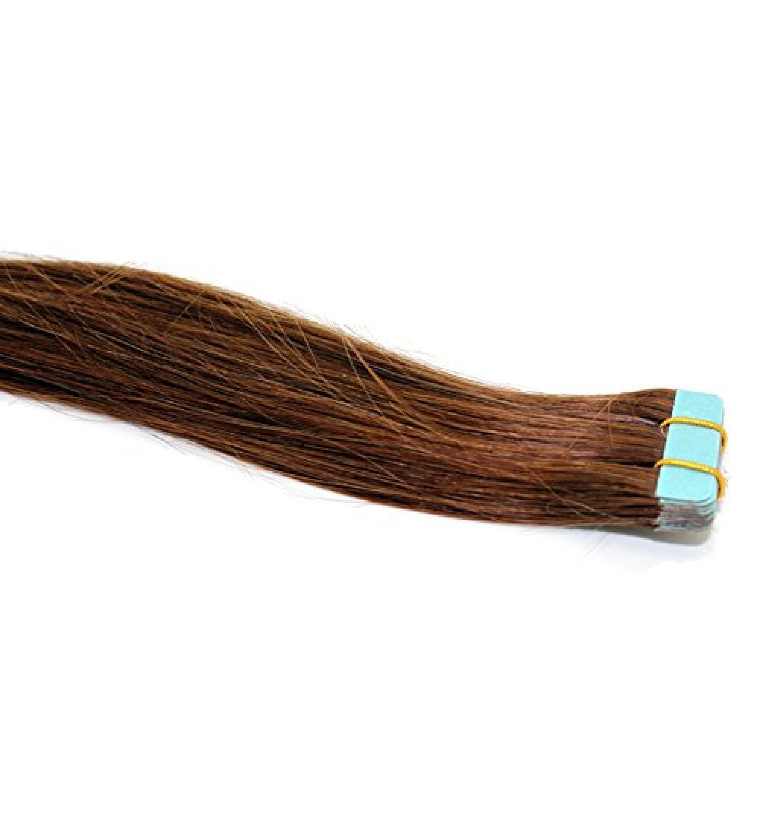 Tape In/On 100% Human Hair Remy Hair Extensions Hair Extension 2.5g / Weft (50cm - 10 Wefts - #6 Medium Brown)