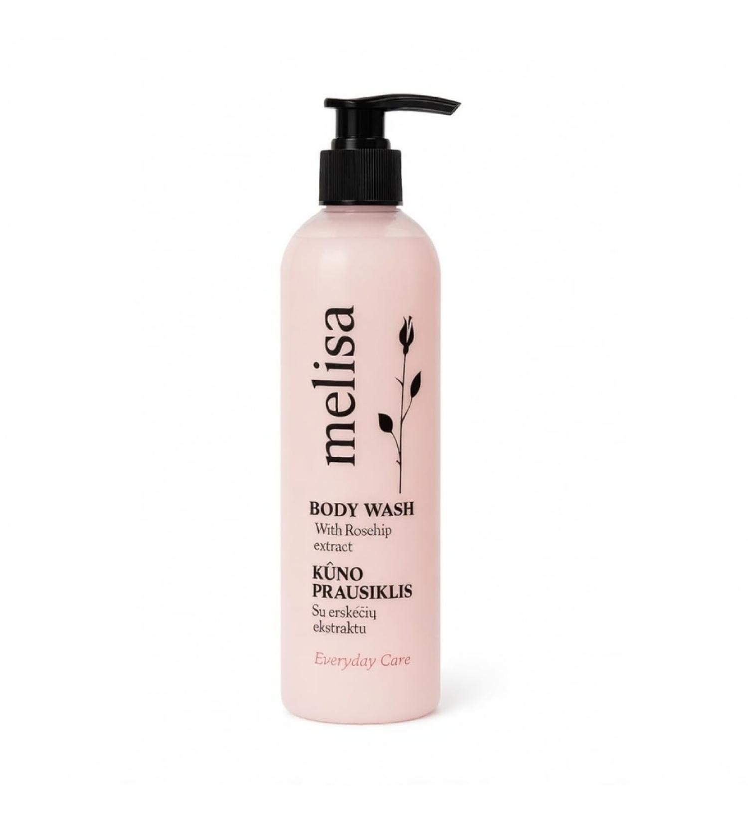 Melica MELICA BODY WASH SHOWER GEL WITH PINK BOTTLE ROSE EXTRACT AND LIVING C 300ml