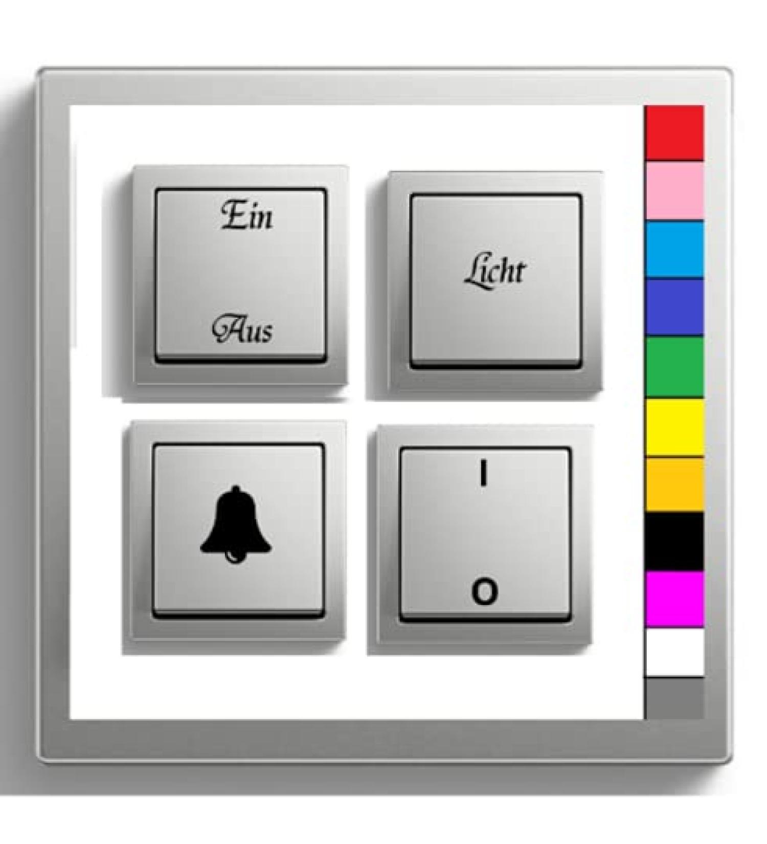 generic switch label set light switch bell heating switch sticker (125/2) (black gloss)