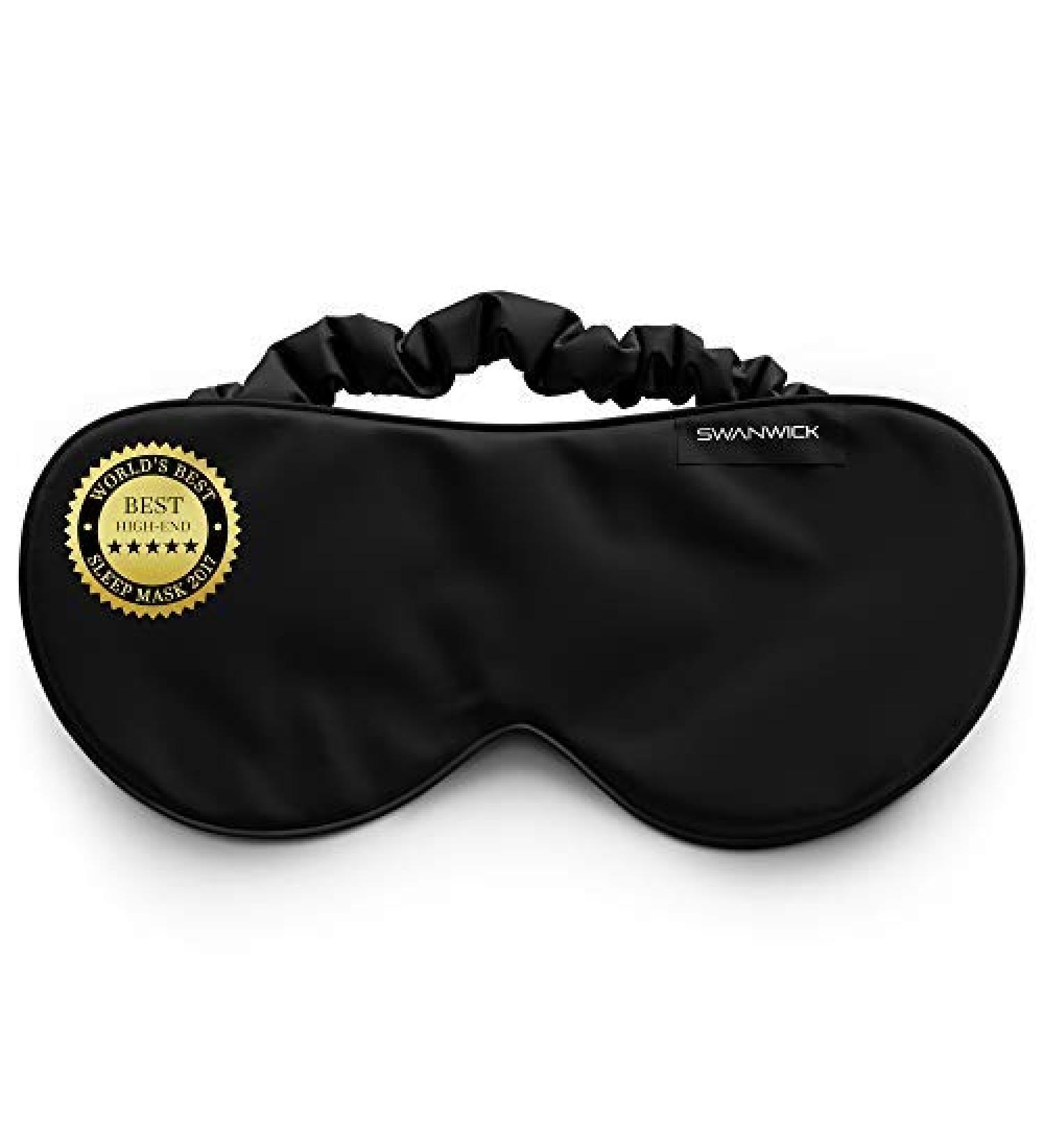 Swanwick 100% Pure Silk Oversized Luxury Eye Mask for Sleeping - Black - Buy Online on GoSupps.com