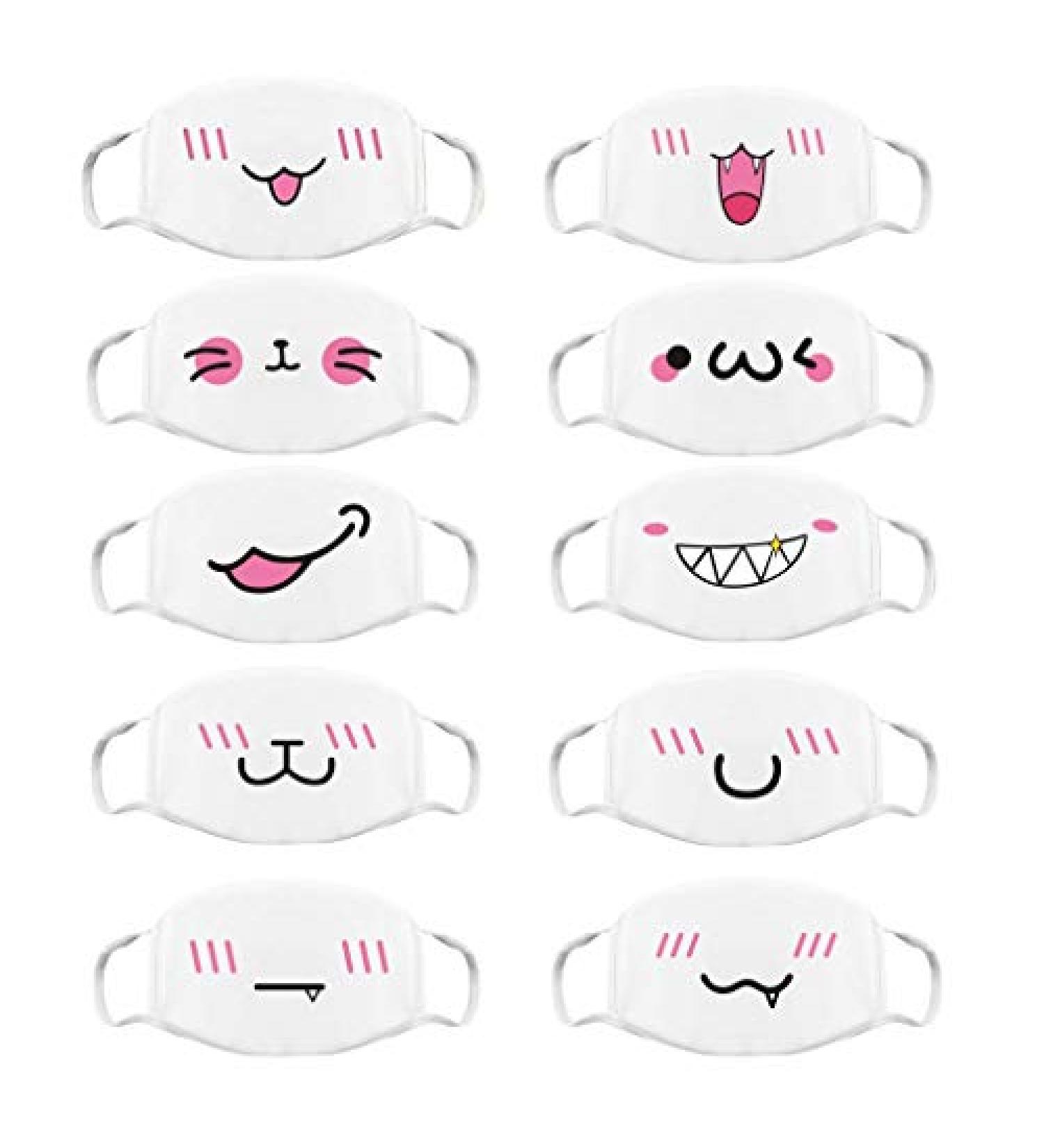 QZQ HOME Unisex Cute Anime Mouth Mask - White Kawaii Anti Dust Face Cover - Buy Online on GoSupps.com