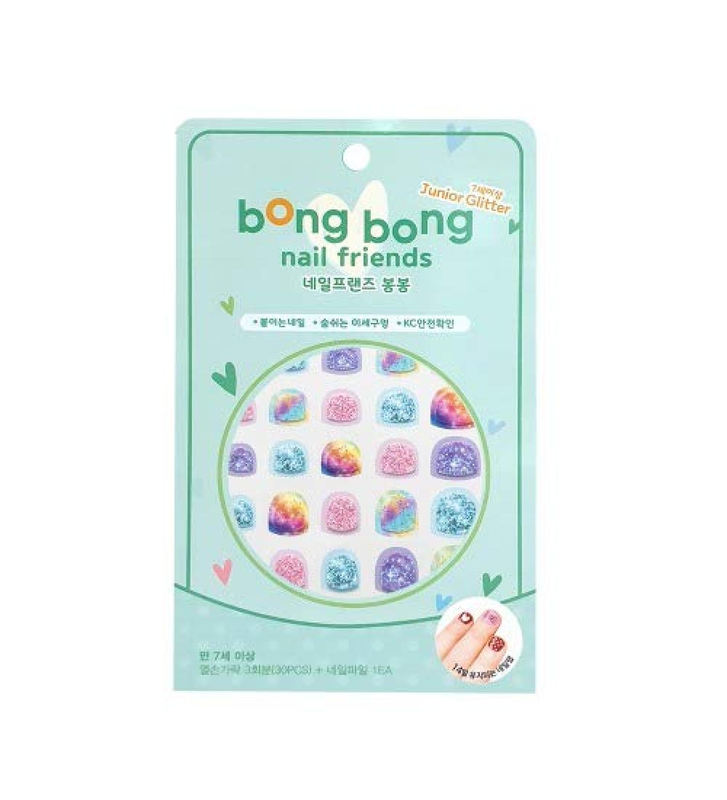 Non-Toxic Kids Nail Wraps | 30 Breathable Stickers for Healthy Nails | Long Lasting Glitter Milky Way Design - Buy Online on GoSupps.com