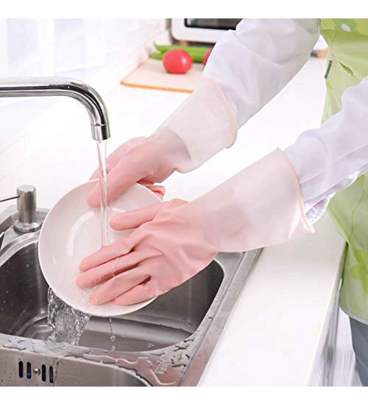 Gloves Transparent White Household Washing Dishes and Clothes Waterproof Plastic Household Cleaning Non Slip Durable high Temperature Resistant Thin Gloves Doubletoner - Buy Online on GoSupps.com
