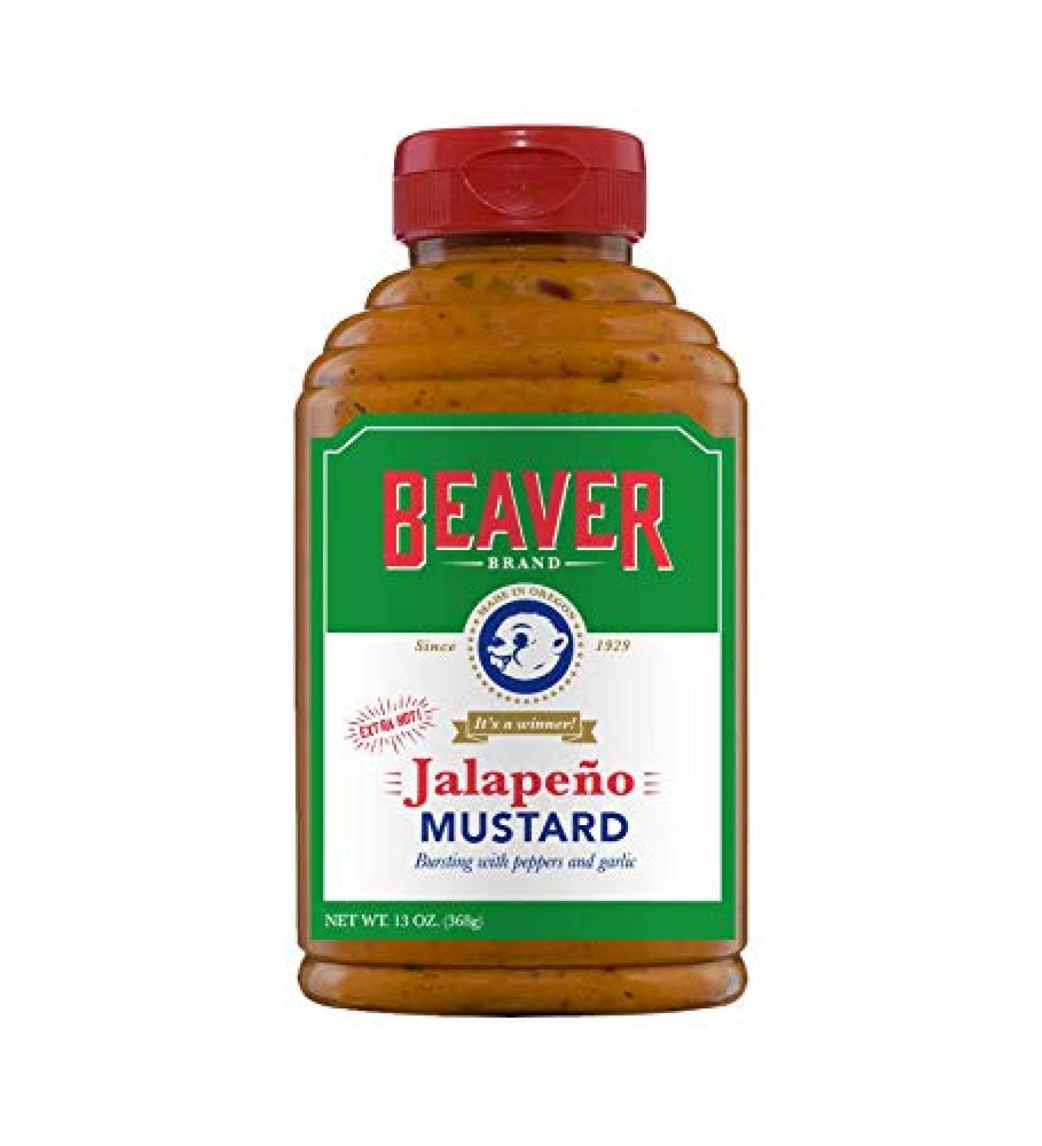 Beaver Jalapeno Mustard, 13 Ounce Squeeze Bottle 13 Ounce (Pack of 1)