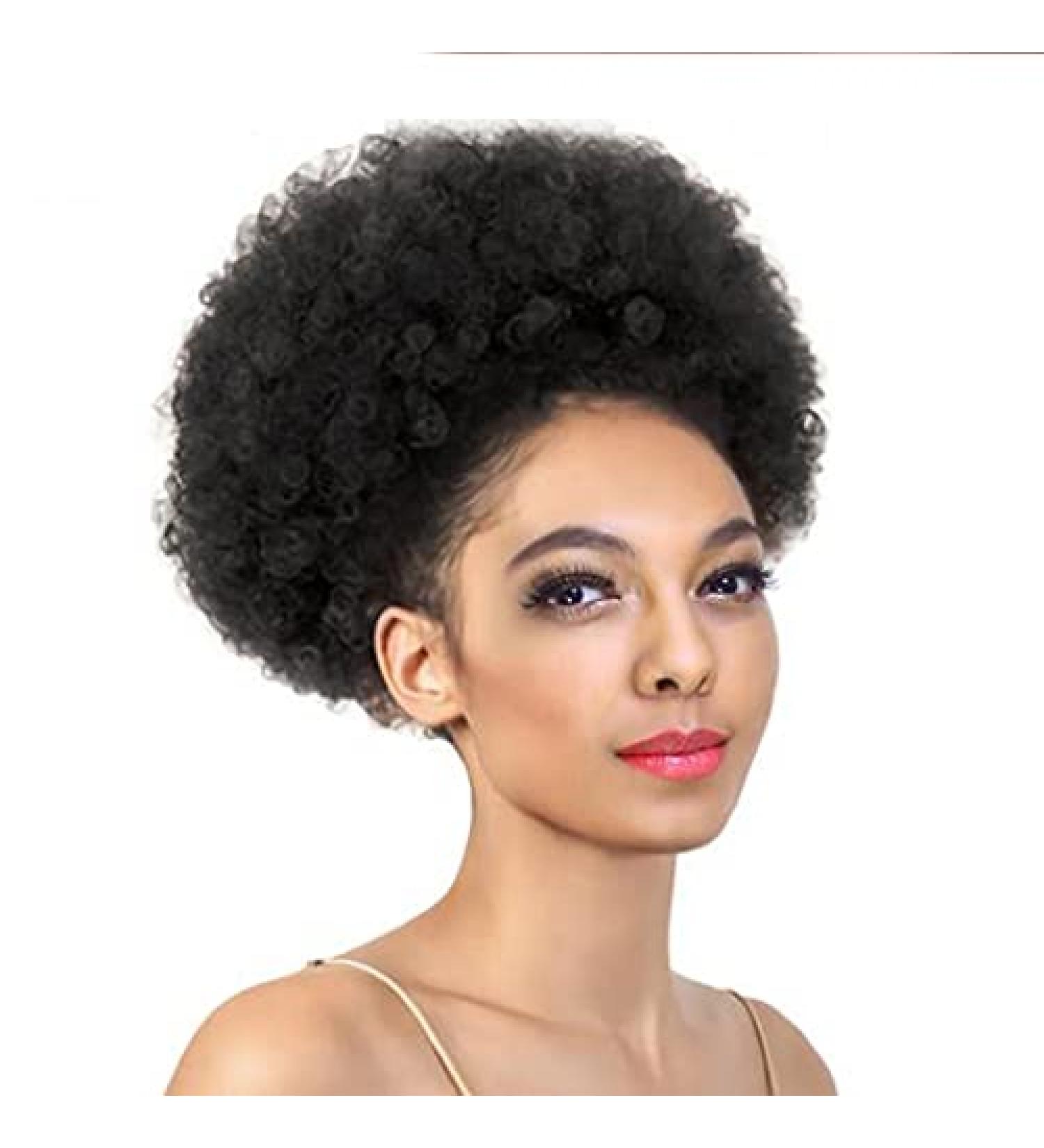 10 Inch Afro Puff Human Hair Bun | Kinky Curly Drawstring Ponytail & Clip-In Extensions - Buy Online on GoSupps.com