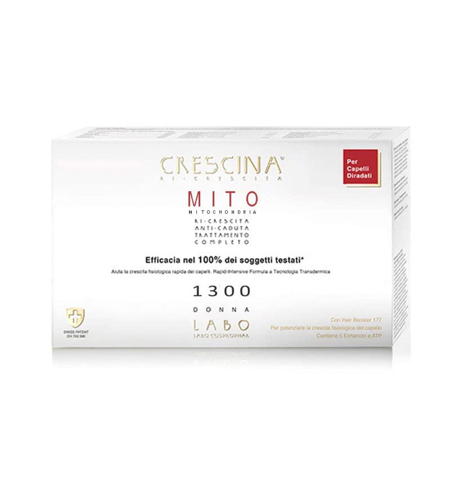 Crescina Traitement Transdermique MITO Double Repousse et Anti-Chute 1300 Femme (40 fiale (20+20)) 70 ml (Lot de 1)