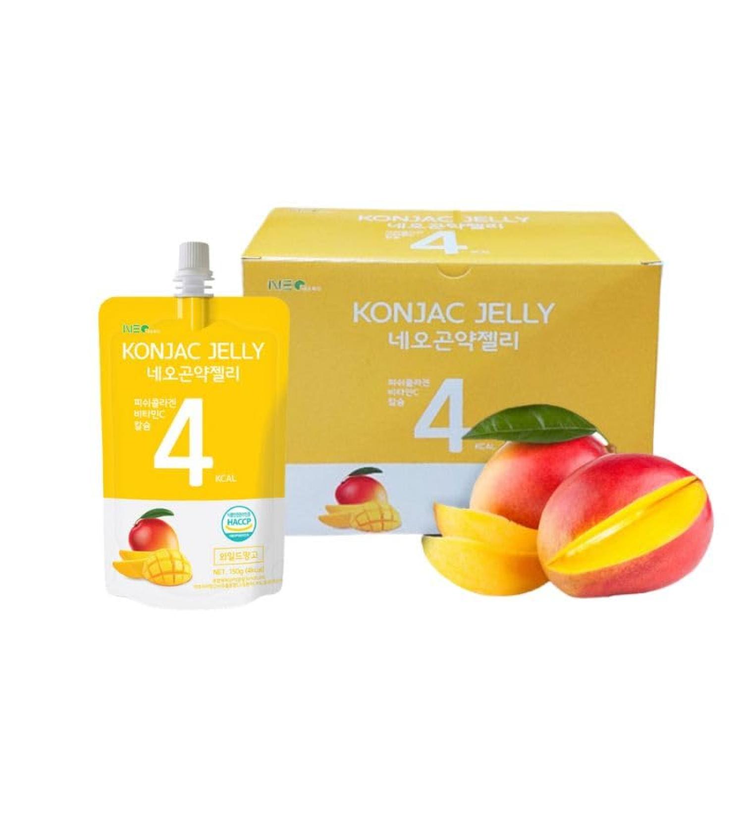 Neo Konjac Jelly Mango 1box (150ml x 10 packs) 4 Calories per Pouch Sugar Free Low Calories Fruit Flavor Jelly with Low carb/Drinkable Zero Sugar Jelly Dessert - Buy Online on GoSupps.com