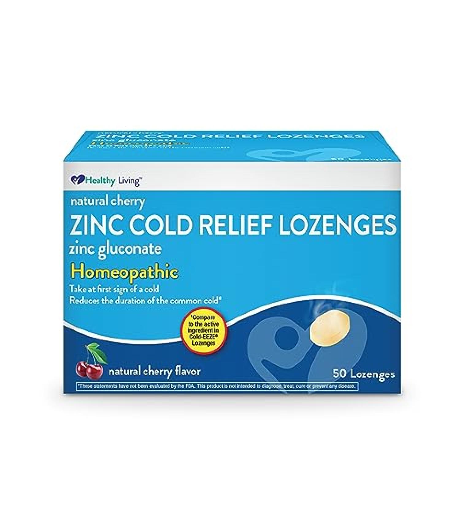 Healthy Living Cherry Zinc Lozenges Homeopathic Cold Remedy Reduces Duration of The Common Cold Sore Throat Cough Congestion and Post Nasal Drip 50 Count 50 Count (Pack of 1) - Buy Online on GoSupps.com