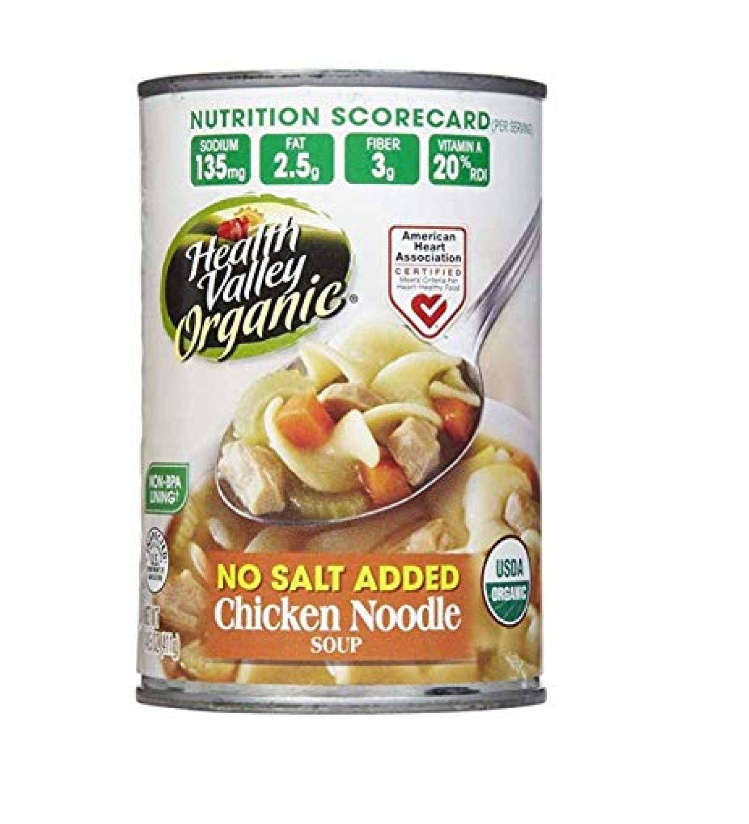 Health Valley Organic Chicken Noodle Soup, No Salt, 15 oz (Pack of 6)