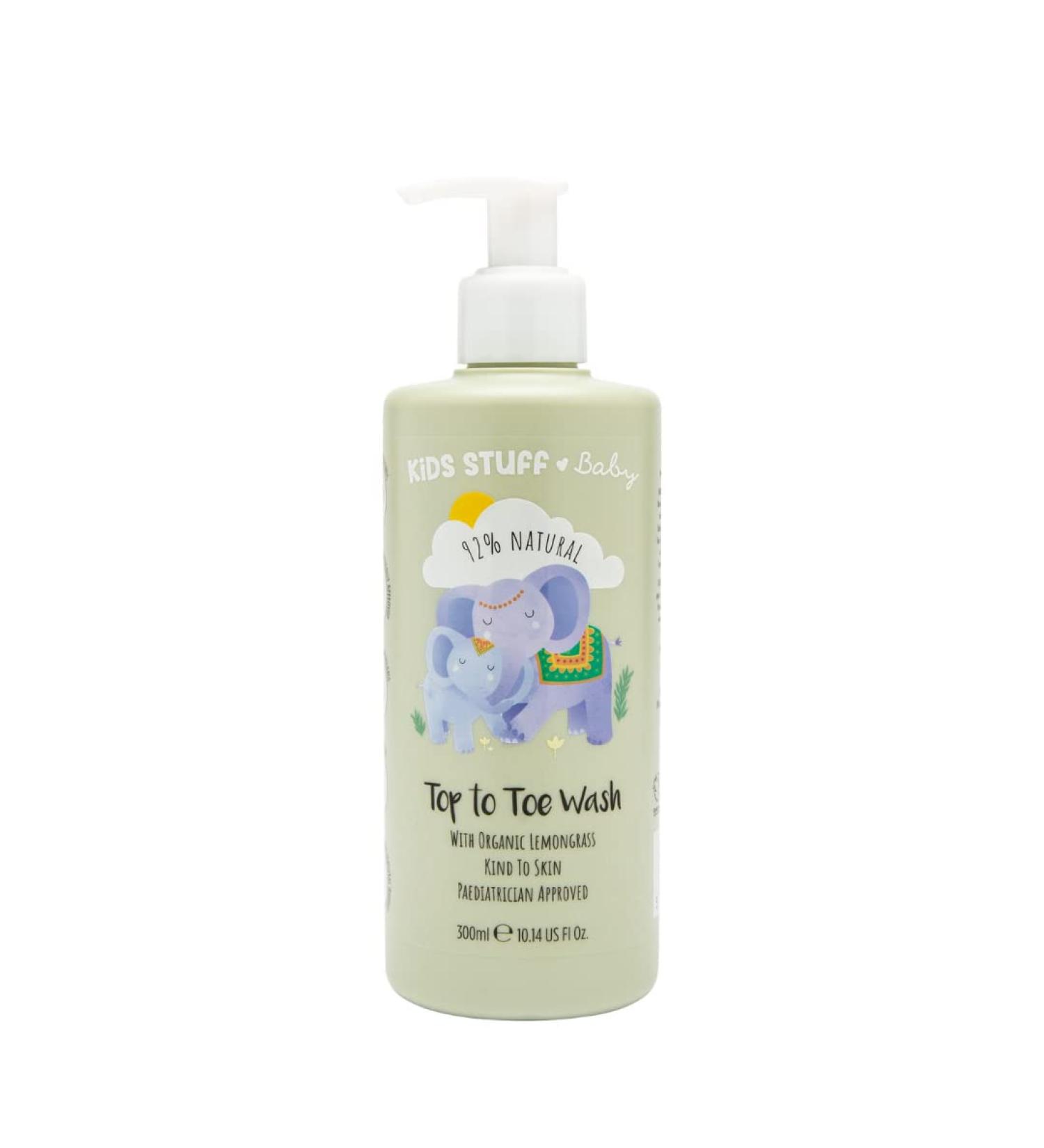 Kids Stuff Baby Top to Toe Wash 300ml - Organic Lemongrass Oil - Dermatologist & Pediatrician Approved - Vegan & Cruelty-Free - Buy Online on GoSupps.com