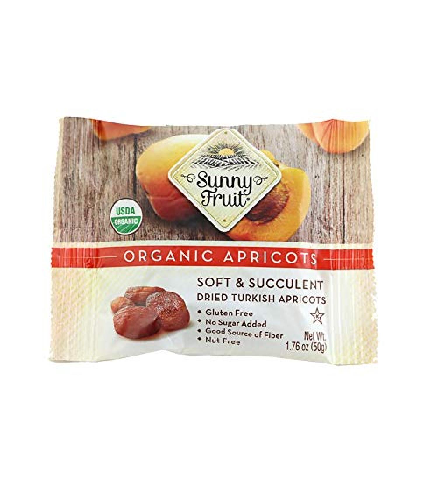 Sunny Fruit Organic Apricots, Soft & Succulent Dried Turkish Apricots- 12 Portion PK