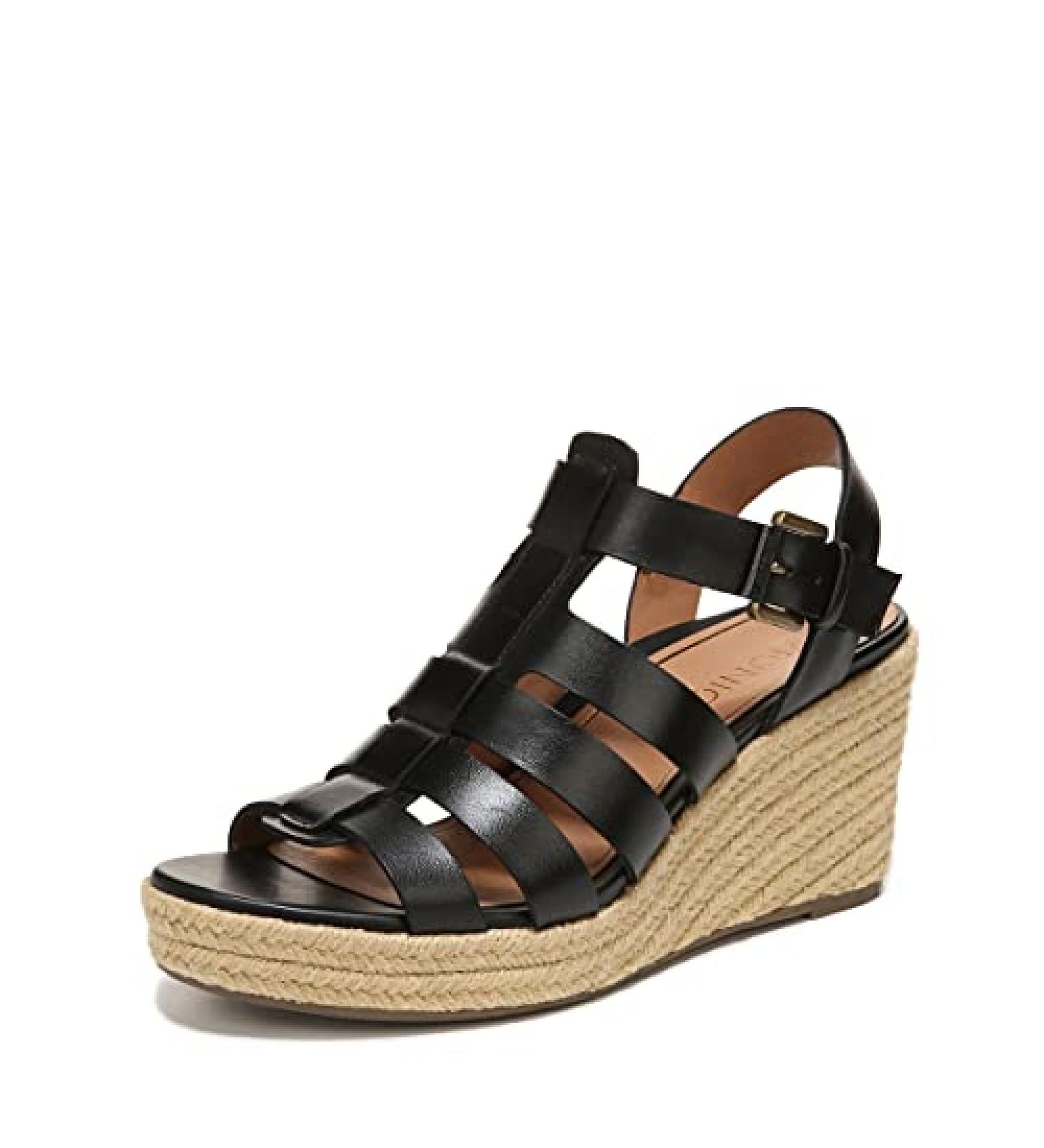 Vionic Women's Capri Jaylah Wedge Sandals - Black | Orthotic Insole Arch Support | Sizes 5-11 - Buy Online on GoSupps.com