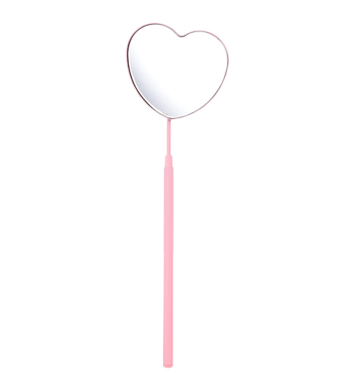 Minkissy Love Heart Lash Mirror for Eyelash Extensions | Stainless Steel Handheld Mirror for Women | Pink Lash Technician Supplies - Buy Online on GoSupps.com